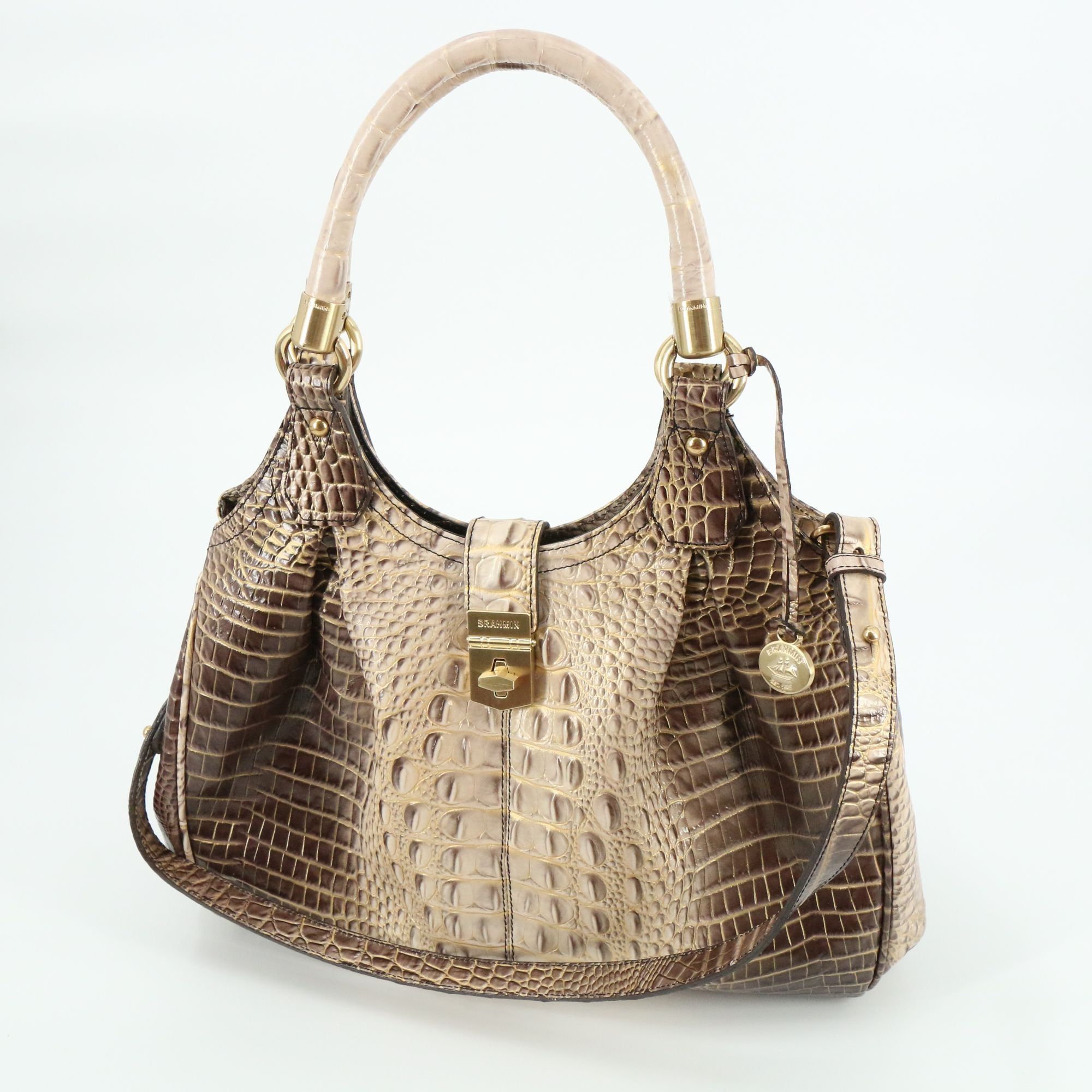 Brahmin New Brahmin Elisa Hobo Croc Embossed Leather Ombre Purse Han ...