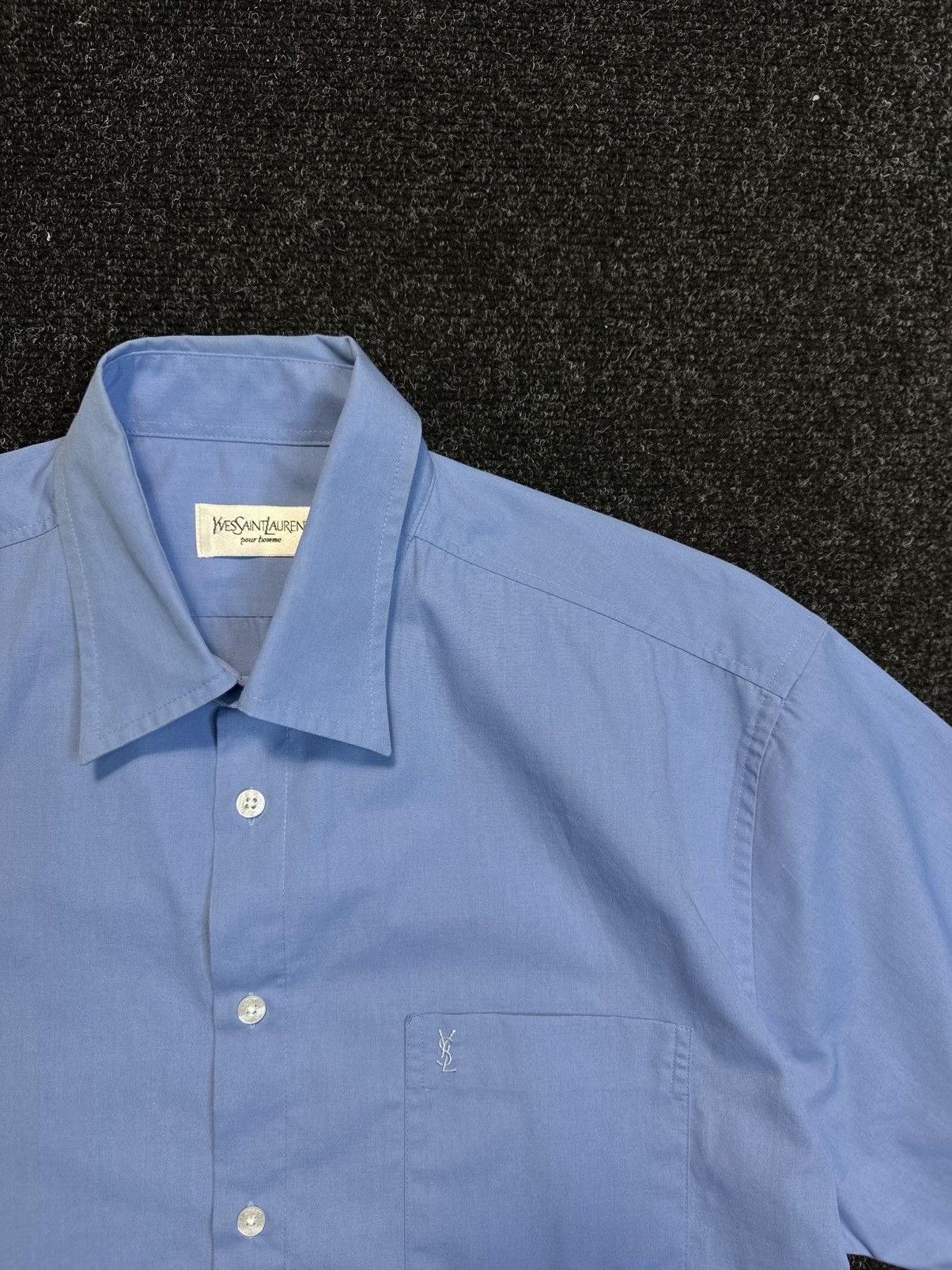 Yves Saint Laurent Yves Saint Laurent Short Sleeve Shirt – Blue – Size L Size US L / EU 52-54 / 3 - 4 Thumbnail