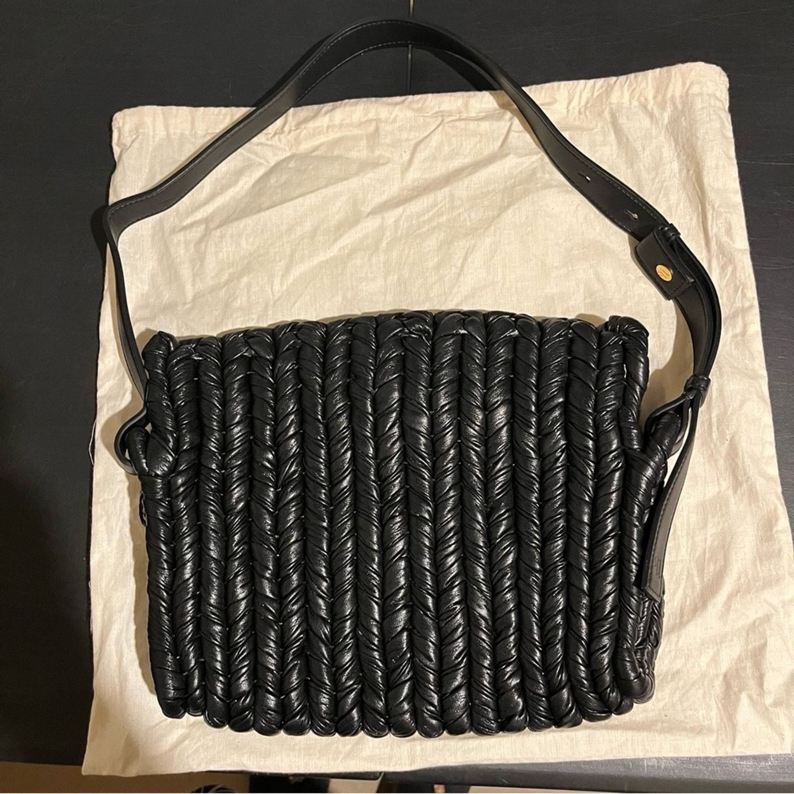 Nanushka Nanushka Off Black The Busket Faux Leather Shoulder Purse Size ONE SIZE - 6 Thumbnail