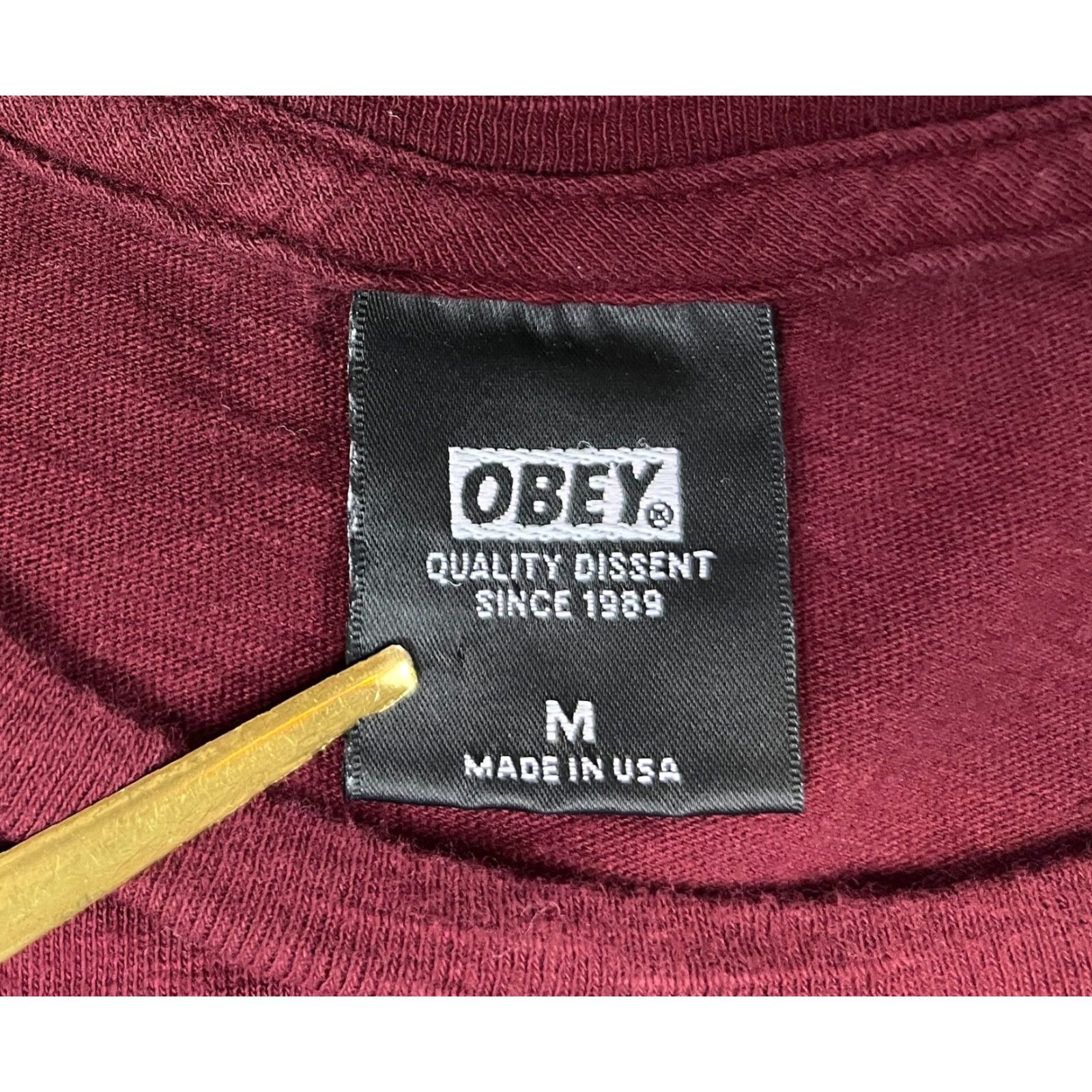 Obey OBEY WORLDWIDE MFG '89 T-SHIRT Unisex Adults M Maroon Nike? Size US M / EU 48-50 / 2 - 4 Thumbnail