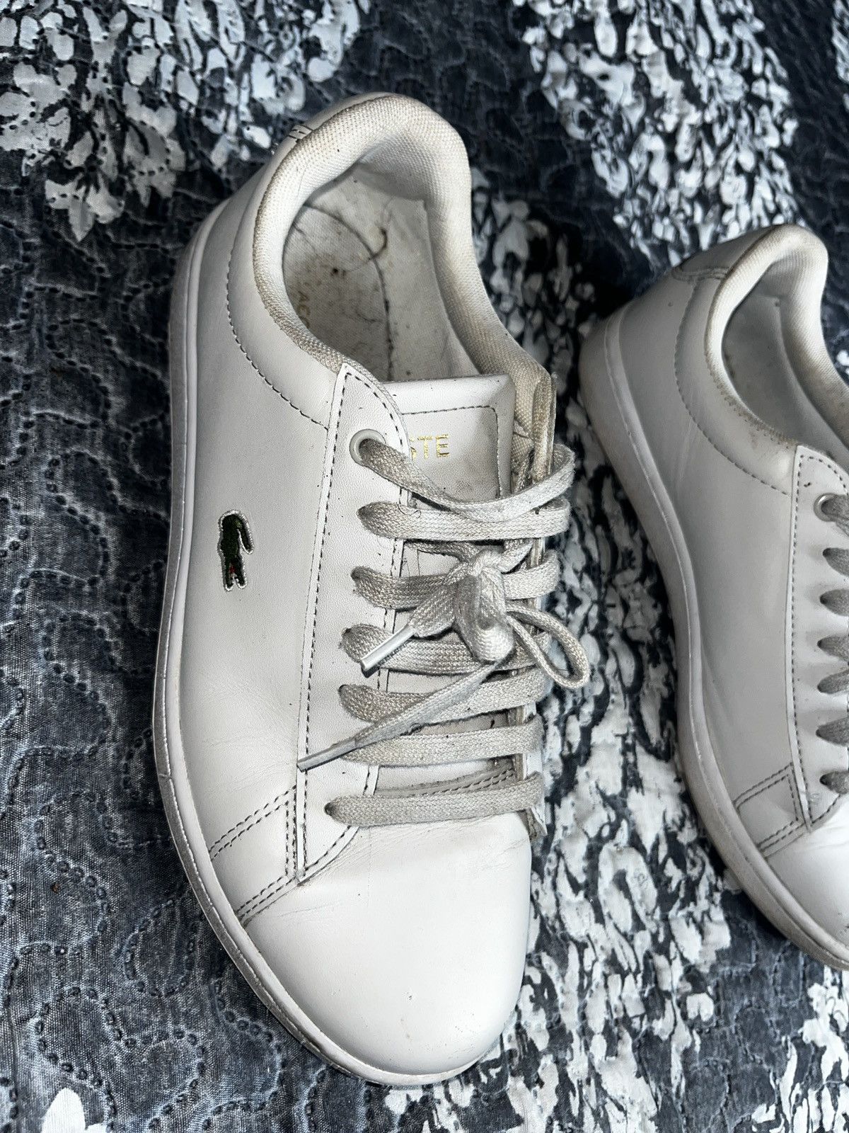 Lacoste Lacoste Men's White Leather Logo Lace Up Sneakers US Size 9 Size US 9 / IT 39 - 5 Thumbnail