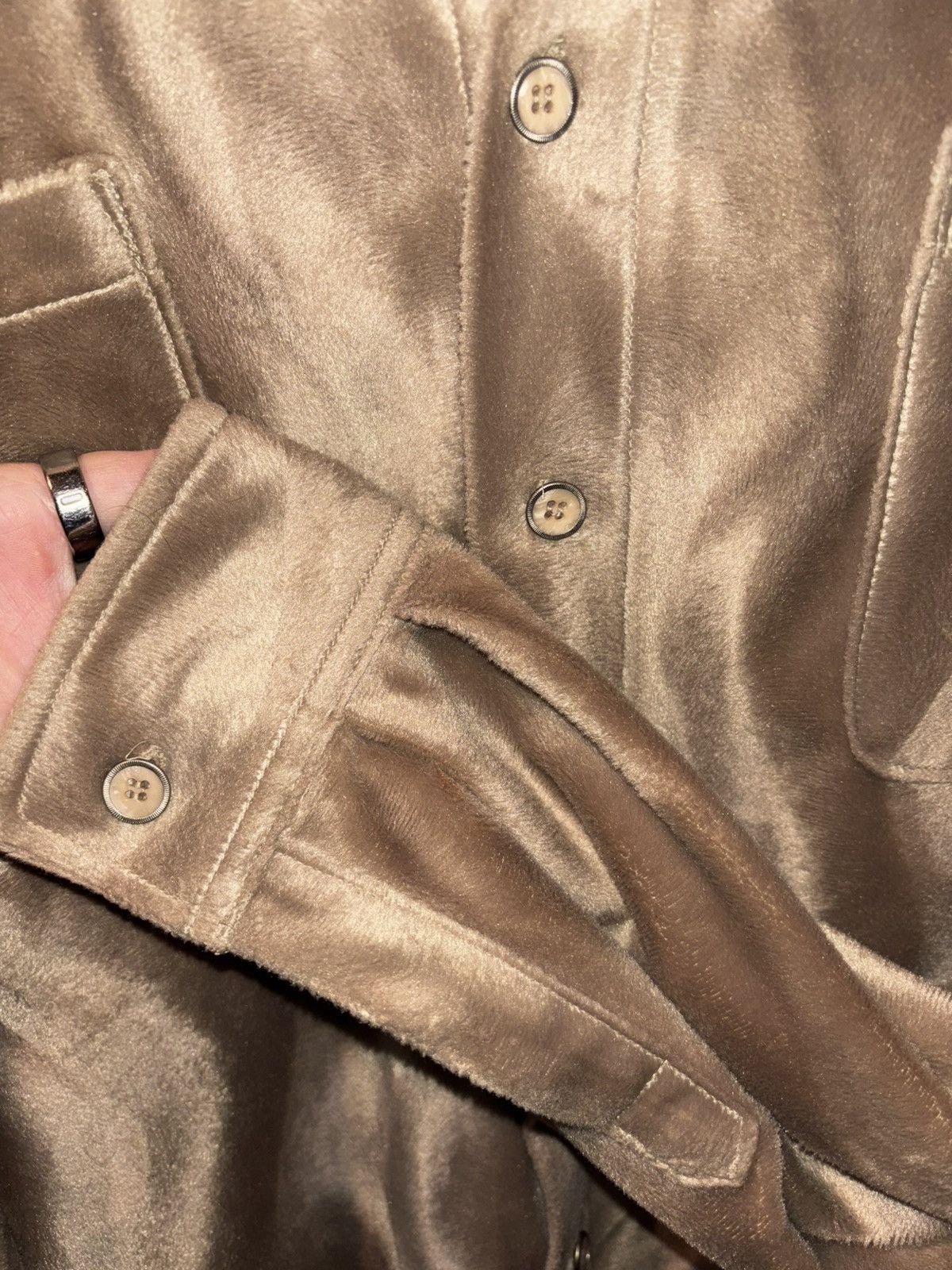 Jordan Craig Jordan Craig Tan Velour Button Up Shirt Long Sleeve Size XXL Size US XXL / EU 58 / 5 - 6 Thumbnail