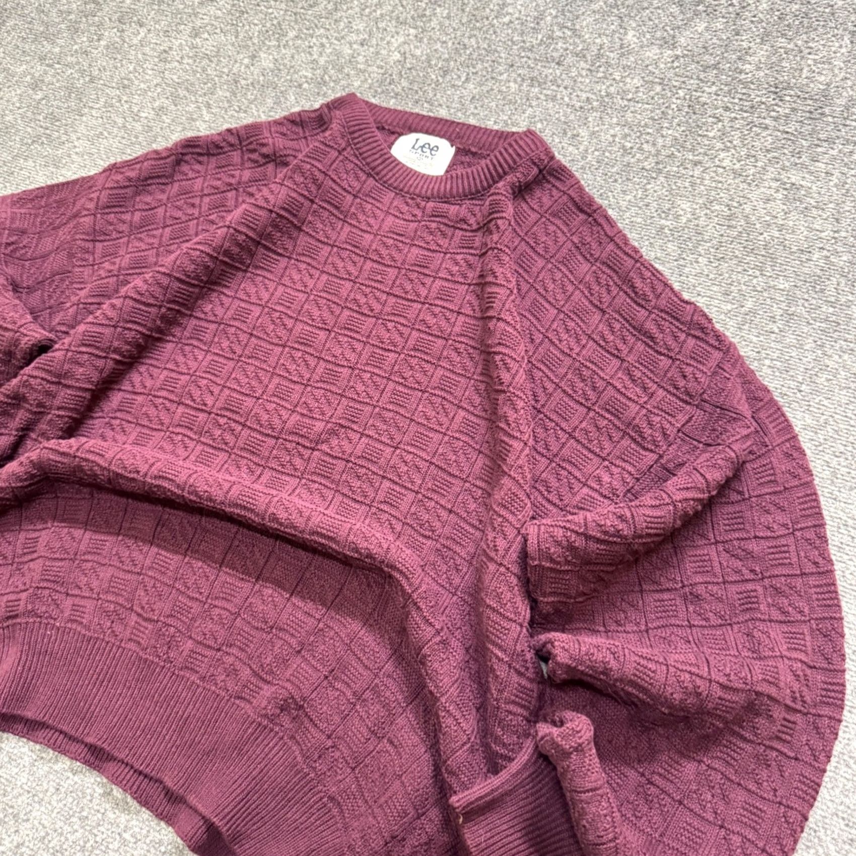 Vintage VINTAGE Lee Sport Sweater Mens XL Maroon 90s Y2K Made In USA Patterned Sweatshirt Regular Big Boy? Size US XL / EU 56 / 4 - 2 Thumbnail