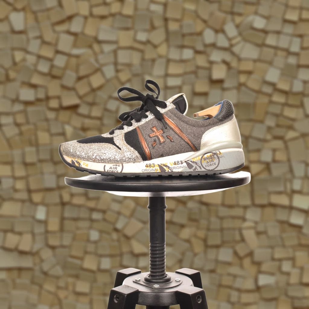 Premiata Premiata VAR 1618 Womens Glittered Sneakers Size 40 Gray Athletic Shoes Ladies 9.5 US Size US 10 / IT 40 - 1 Thumbnail