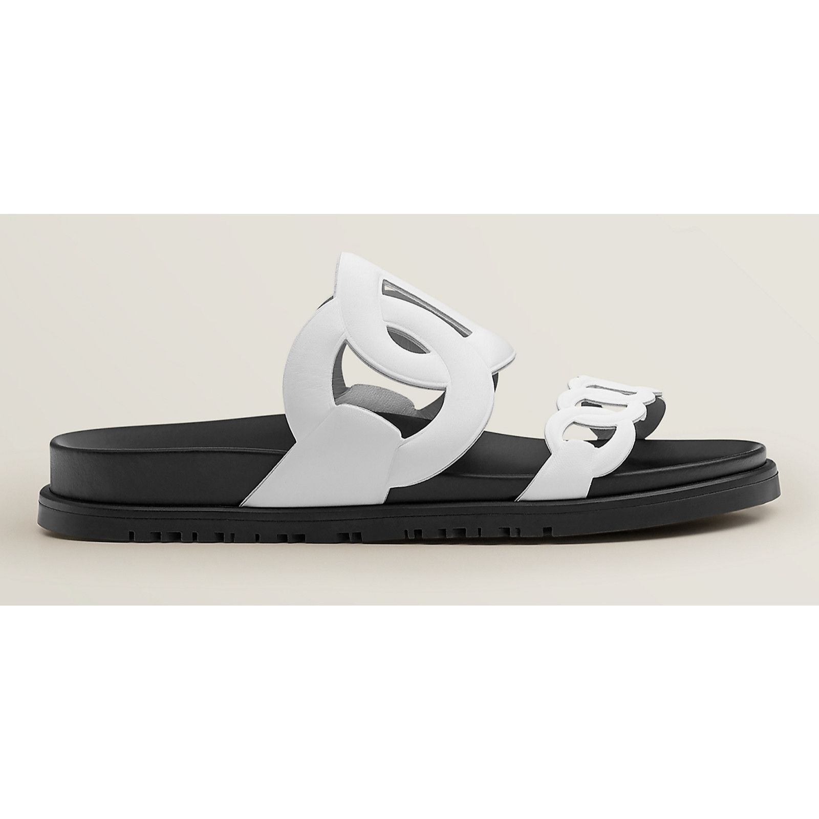Hermes Hermes Extra Sandals White Black Chaine d'Ancre Leather Size US 7 / IT 37 - 3 Thumbnail