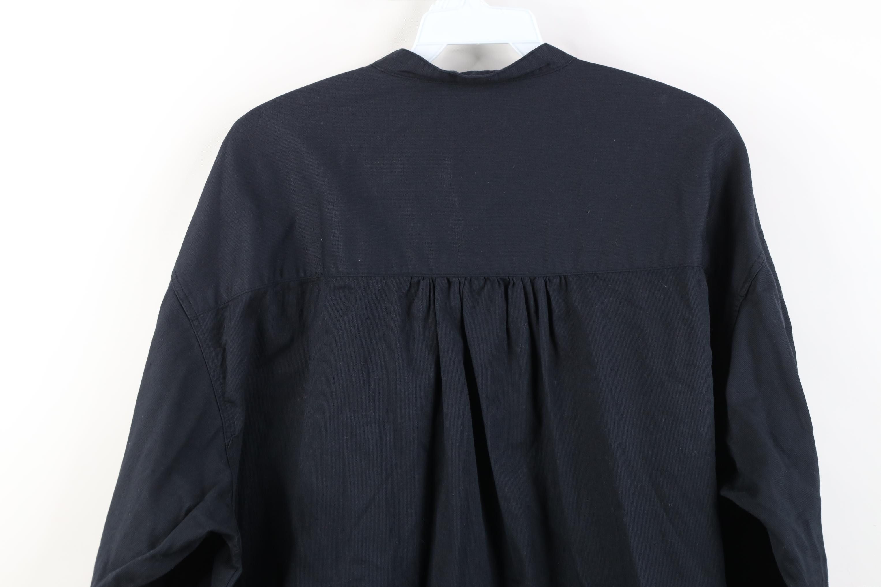 Vintage Vintage 90s Streetwear Band Collar Button Shirt Black Cotton Size US XL / EU 56 / 4 - 9 Thumbnail