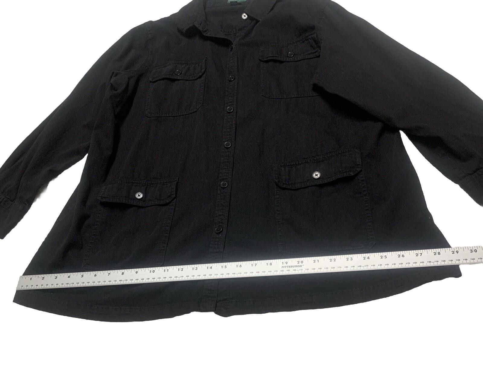 Other Lauren Jeans Co Mens 3X Black Military Shirt Shacket Cotton Size 3XL / US 20-22 - 5 Thumbnail