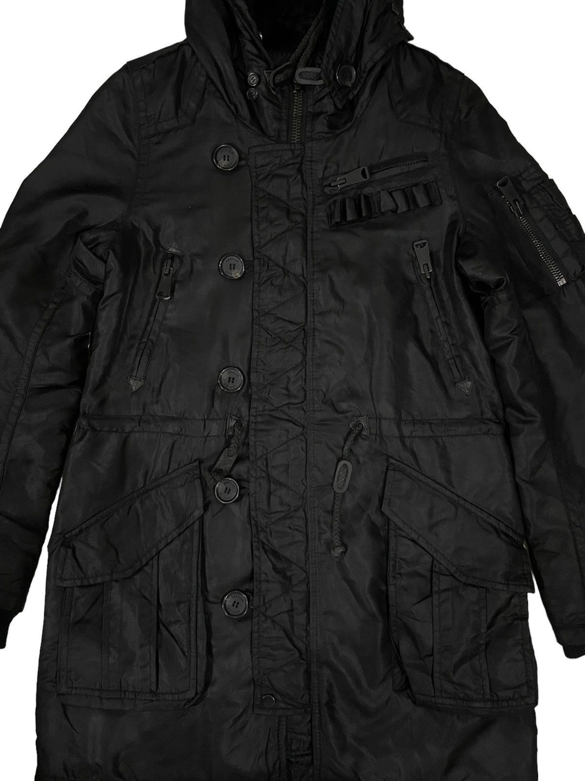 Japanese Brand × MOUSSY Y2k🔥 Vintage Moussy Multi Pocket Black Hooded Parka Size US S / EU 44-46 / 1 - 7 Thumbnail
