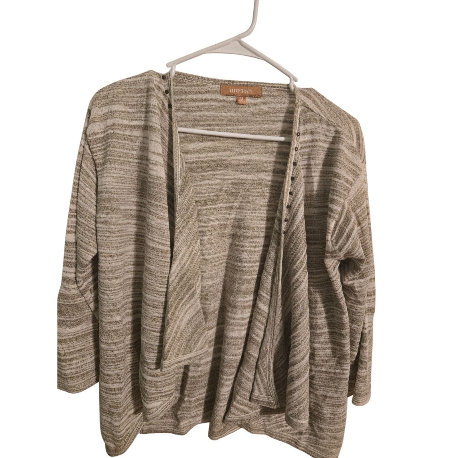 Ellen Tracy Ellen Tracy Striped Studded Open Front Cardigan Sweater M Size M / US 6-8 / IT 42-44 - 1 Thumbnail