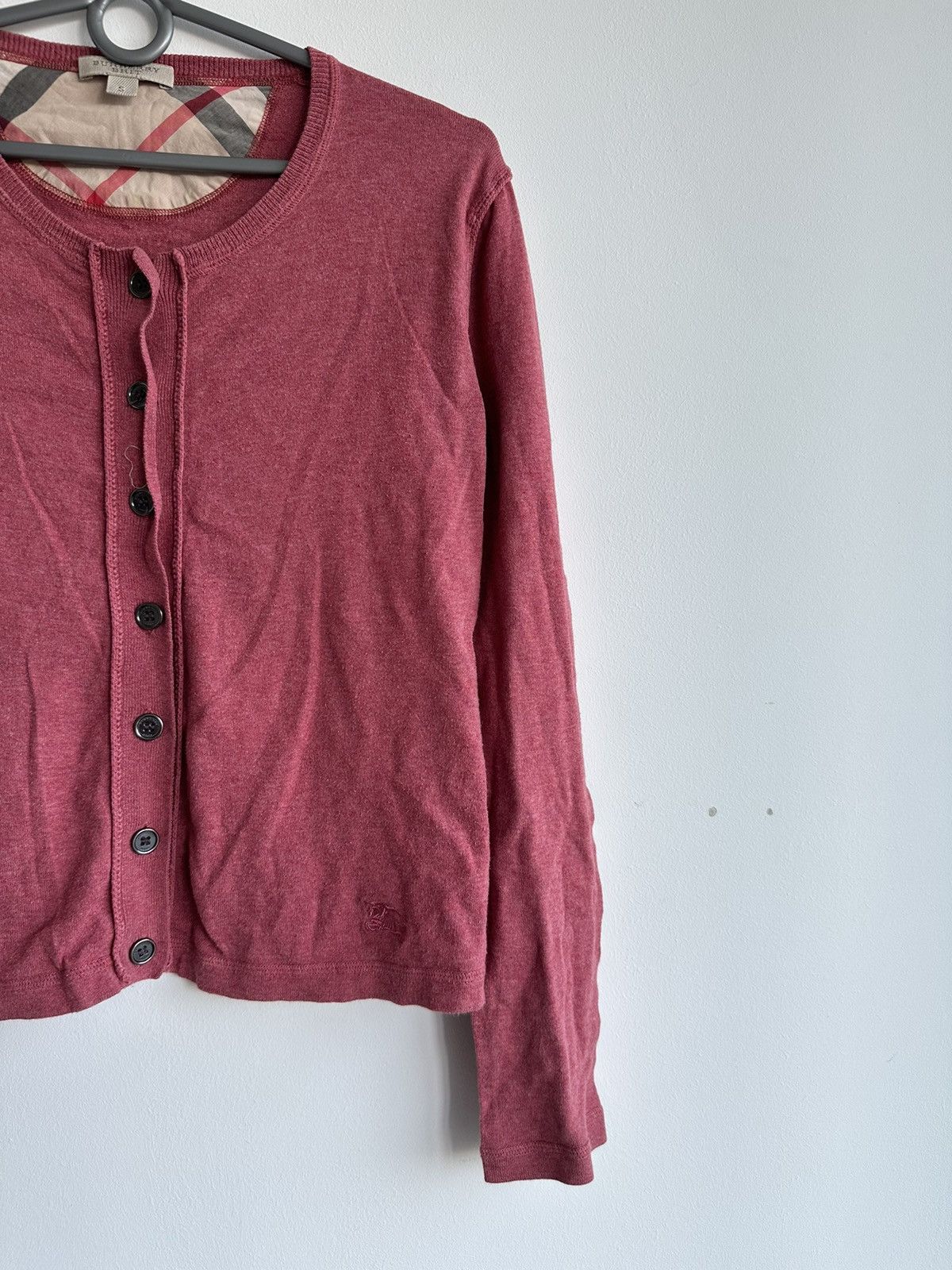 Burberry Burberry Brit Nova Check Neck Red Cardigan Long Sleeve Small Size S / US 4 / IT 40 - 4 Thumbnail