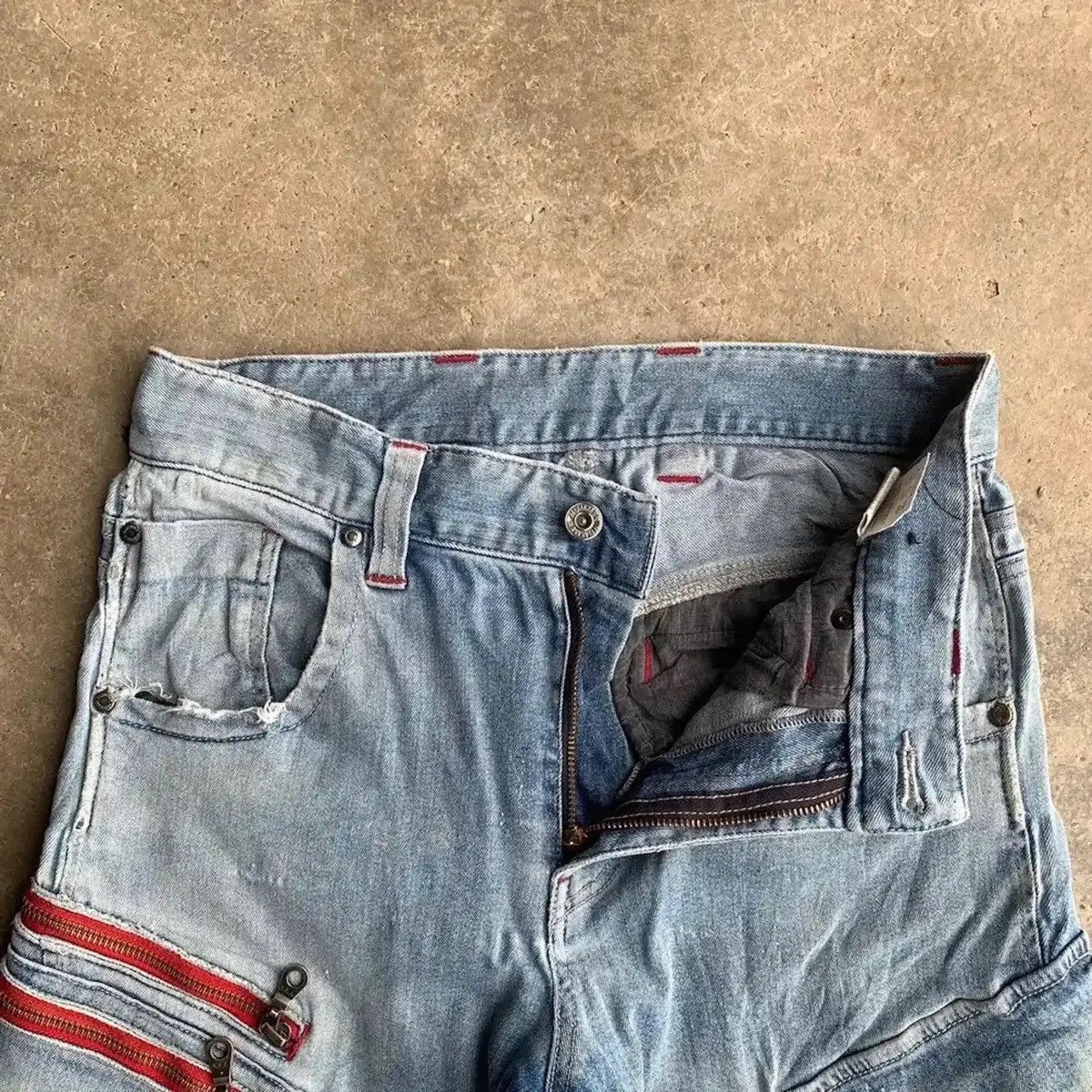 Vintage DISTRESSED DENIM TROUSERS HUMMER CURVE LEGS JEAN FADED PANTS Size US 29 - 10 Thumbnail