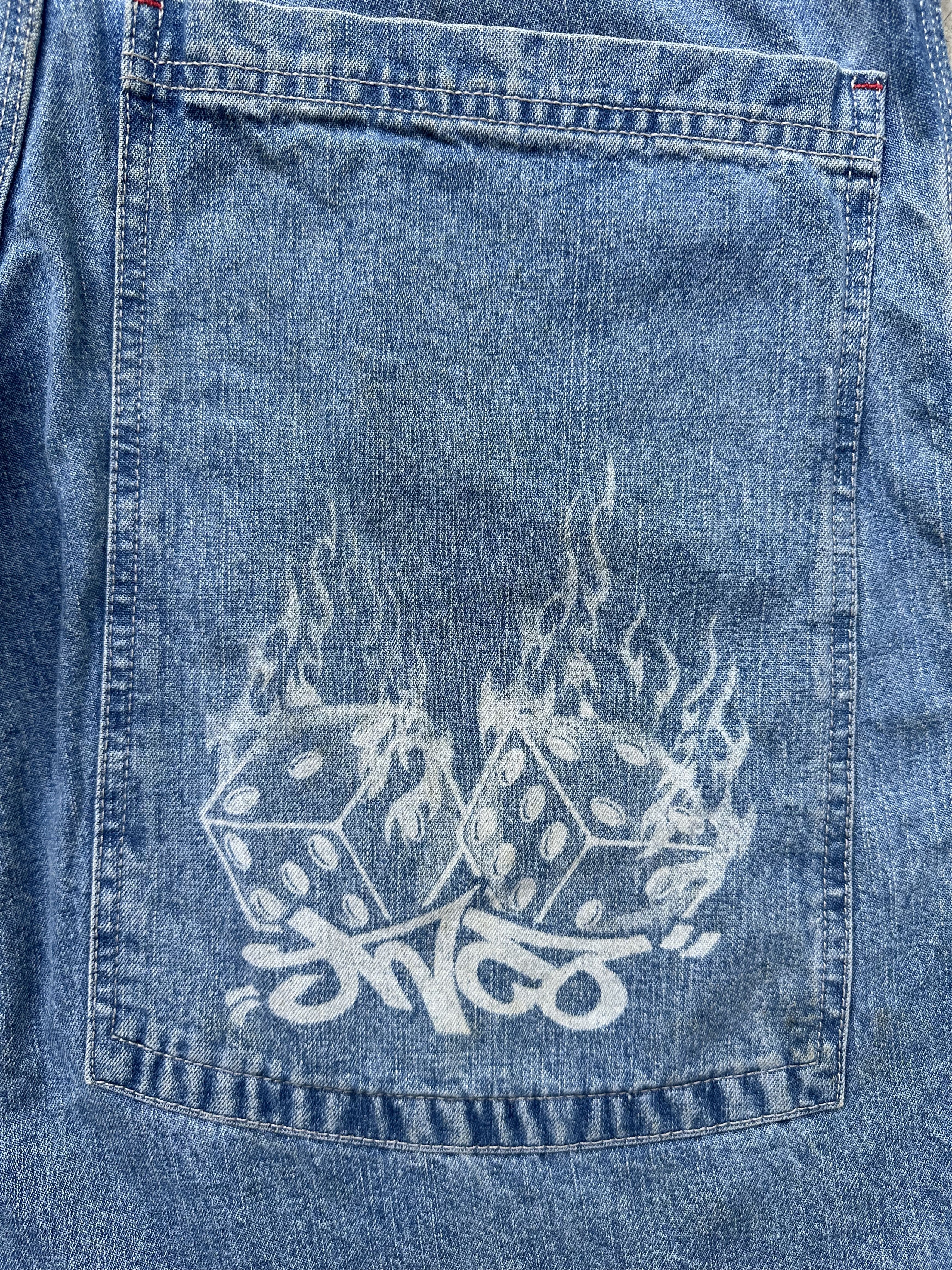 JNCO × Vintage 🔥🔥🔥 90s CRAZY SICK JNCO FLAMING DICE JEANS SHORT JORTS Size US 30 / EU 46 - 5 Thumbnail