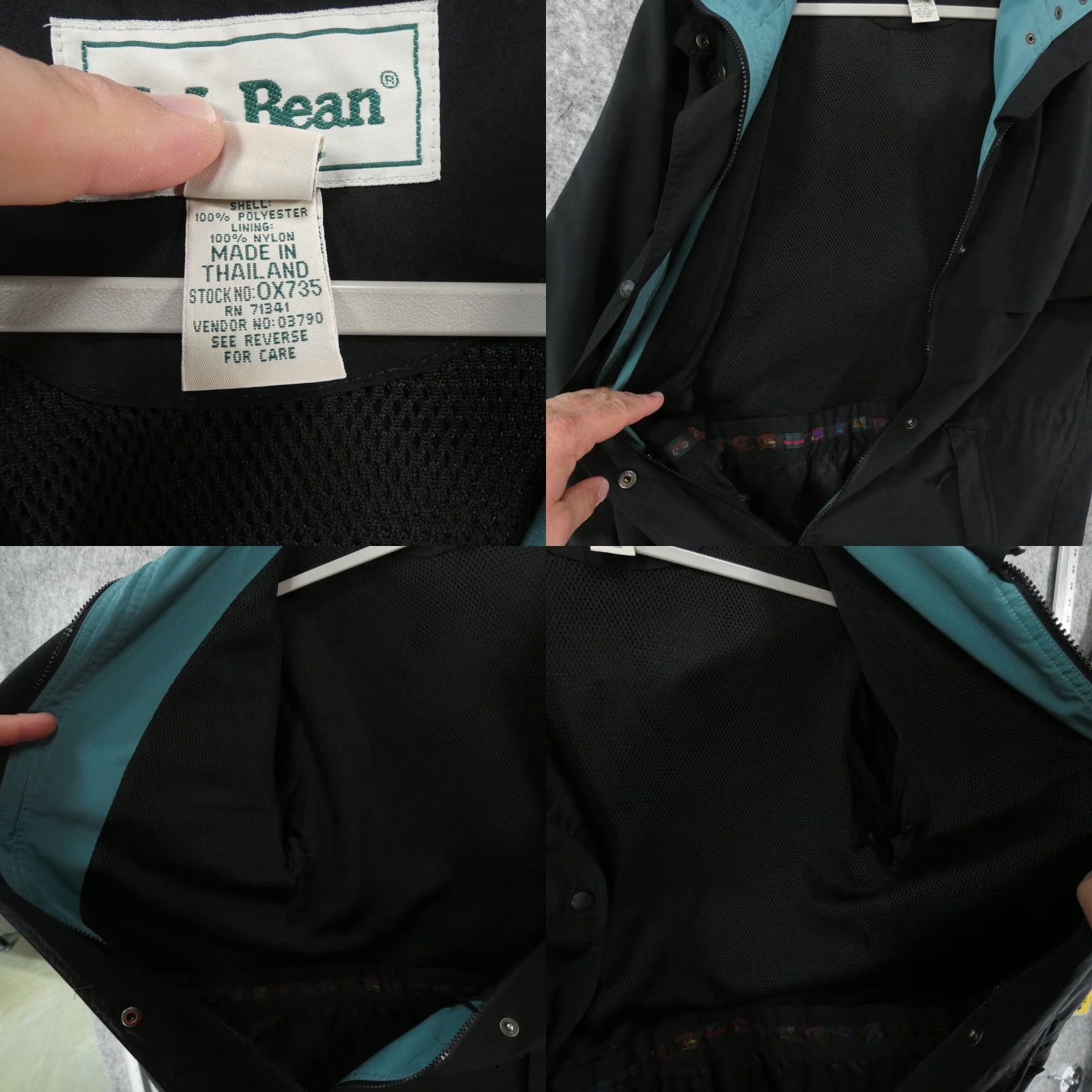 Vintage L.L. Bean Jacket Womens Medium Black Turquoise Hooded Lined Full Zip Size M / US 6-8 / IT 42-44 - 8 Thumbnail