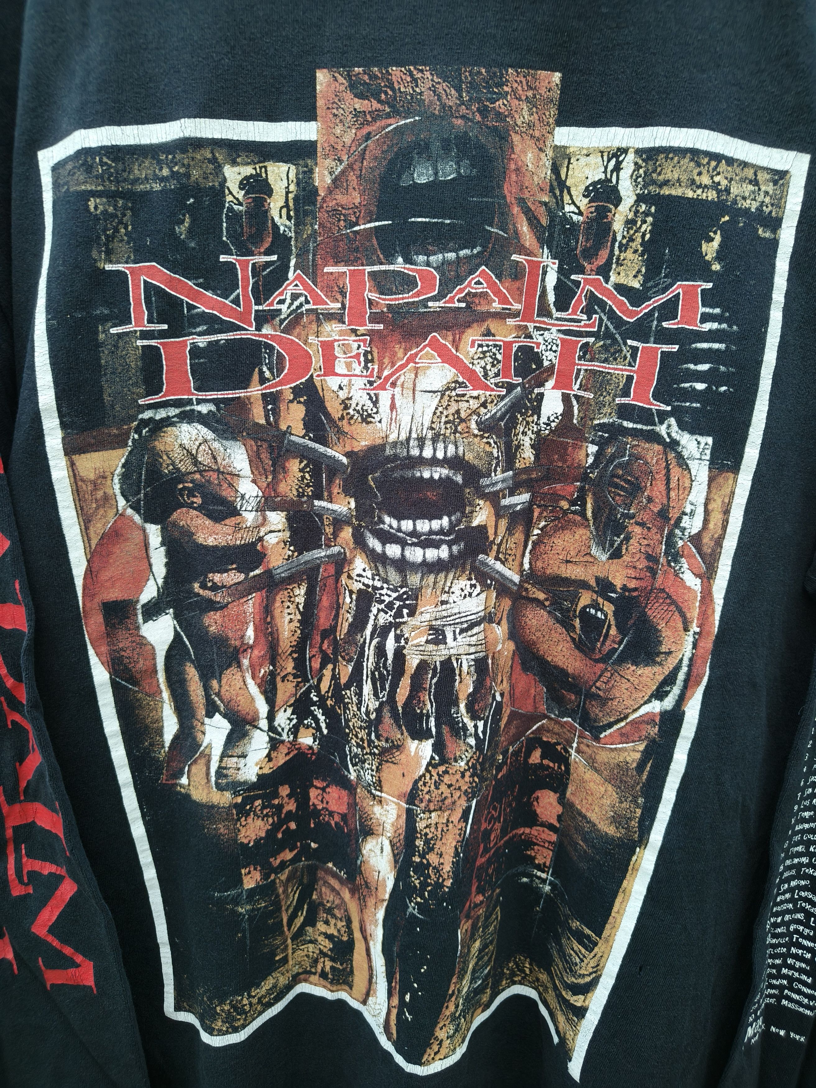 Band Tees Vintage 90s Napalm death (North American tour) Ls shirt Size US XL / EU 56 / 4 - 2 Thumbnail