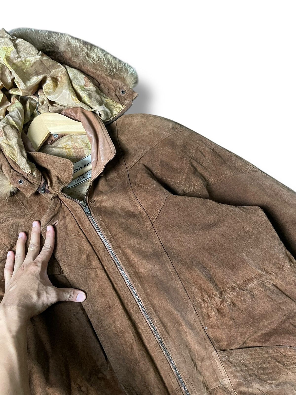 Japanese Brand × Vintage DERIMOD Brand Leather Suede Fur Hooded Jacket (99) Size US L / EU 52-54 / 3 - 6 Thumbnail