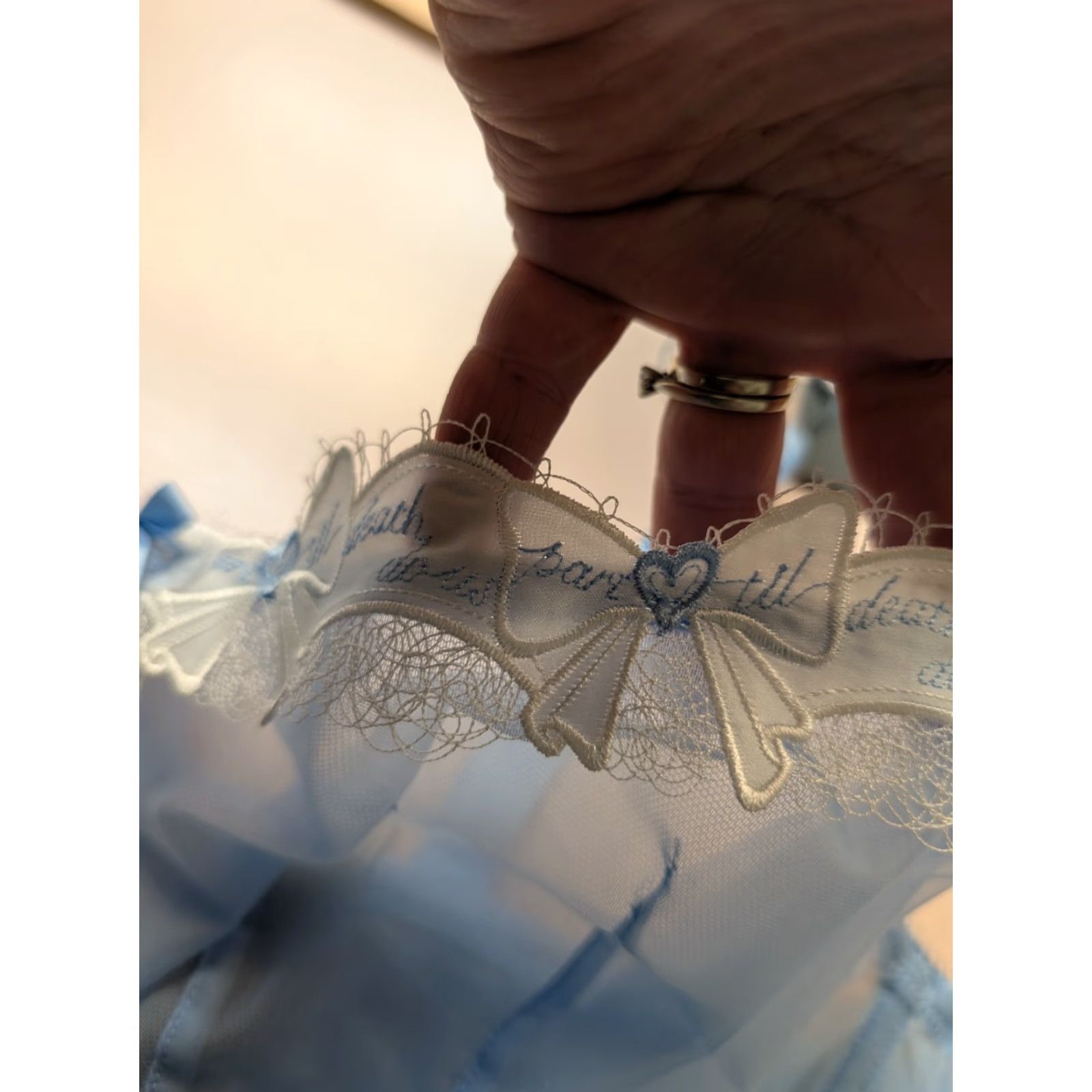 Vintage Savage X Fenty Blue Bombshell Unlined Lace Wedding Balconette Bra 44D Womens BODYSUIT? Size ONE SIZE - 3 Thumbnail
