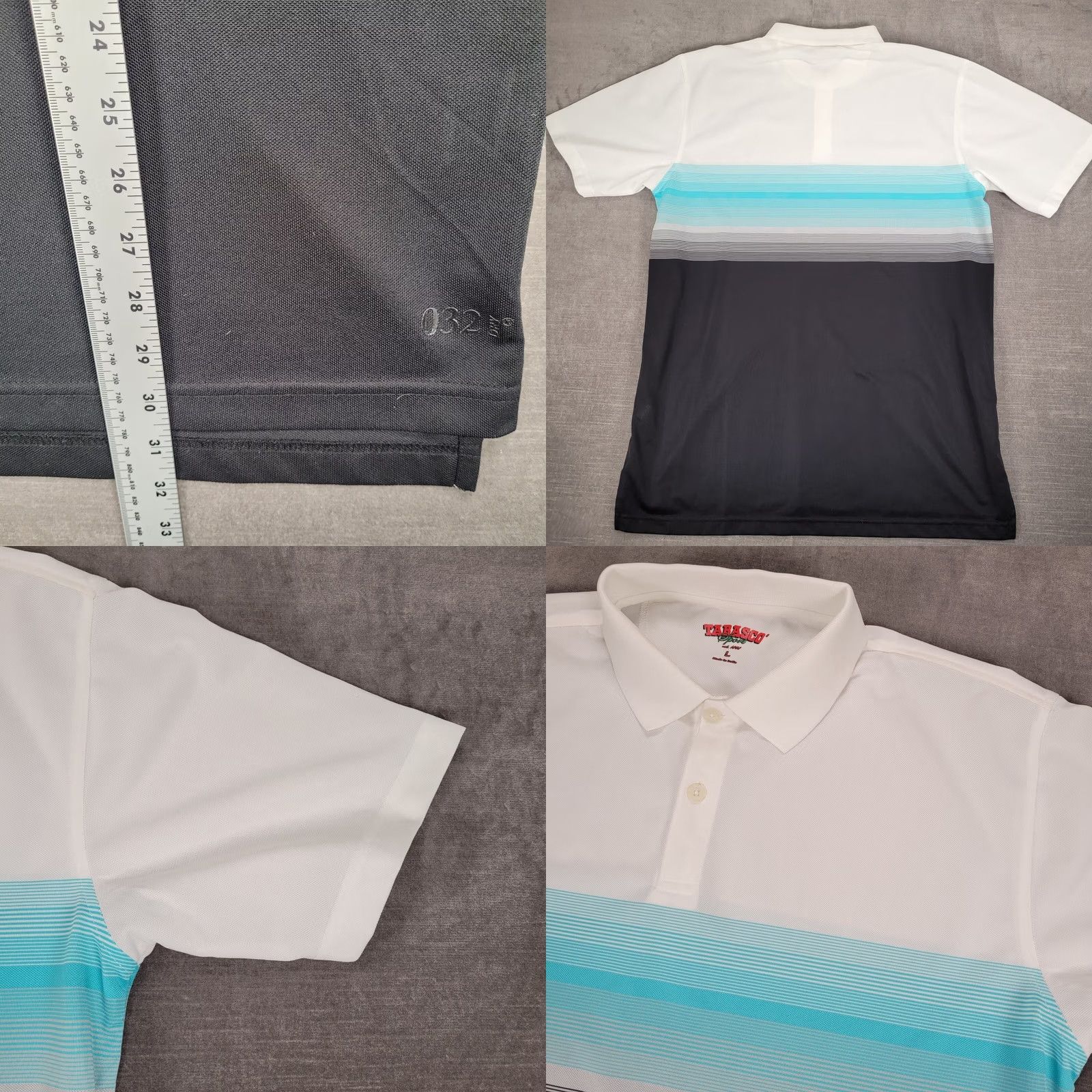 Vintage TABASCO Sport Polo Shirt Striped Golf Casual Short Sleeve Mens Large White Size US L / EU 52-54 / 3 - 8 Thumbnail