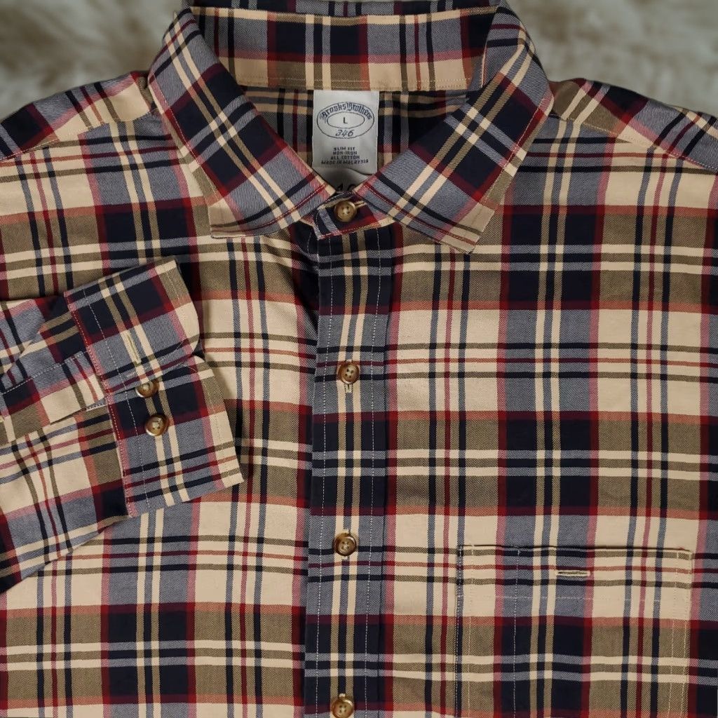 Brooks Brothers Vintage Brooks Brothers Shirt Men Large Blue Plaid Long Sleeve Button Up Dress Casual Size US L / EU 52-54 / 3 - 1 Thumbnail