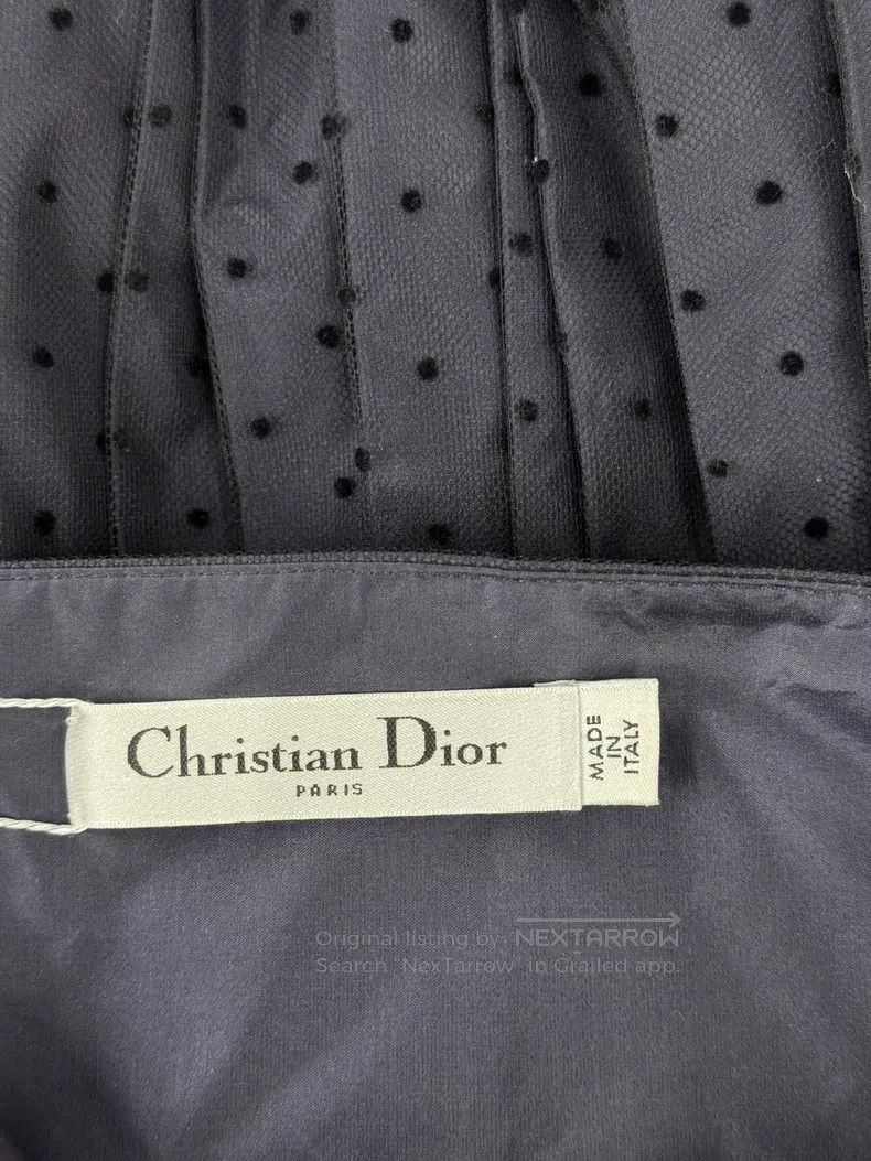 Dior Dior Blue plush polkidot mesh skirt Size 26" / US 2 / IT 38 - 4 Thumbnail