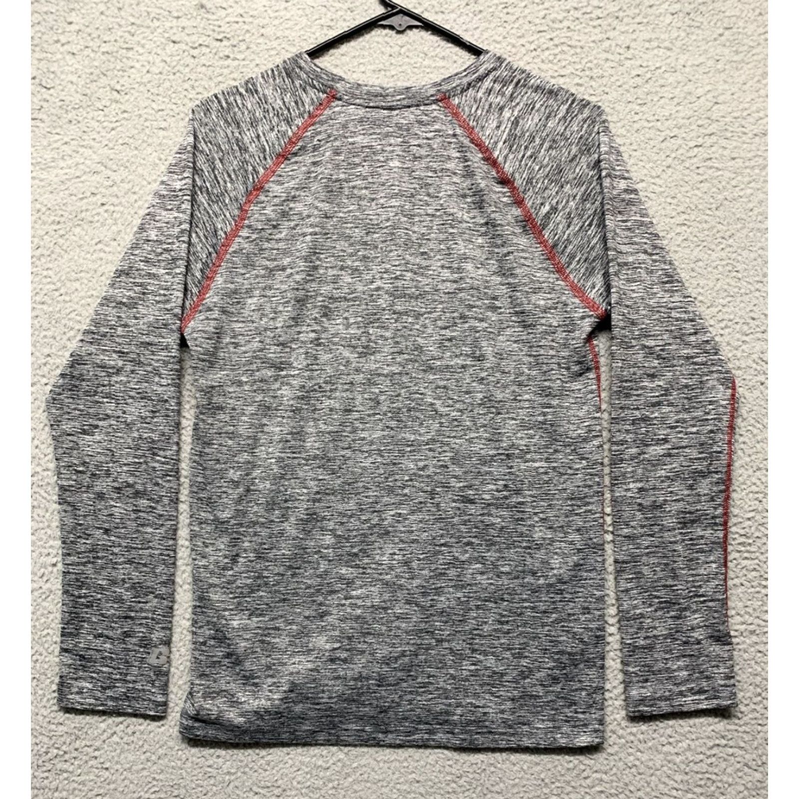 Vintage Russell T-Shirt Men's Medium Long Sleeve Crew Neck Heather Gray & Red Dri-Power 360 Athletic Shirt Size US M / EU 48-50 / 2 - 4 Thumbnail