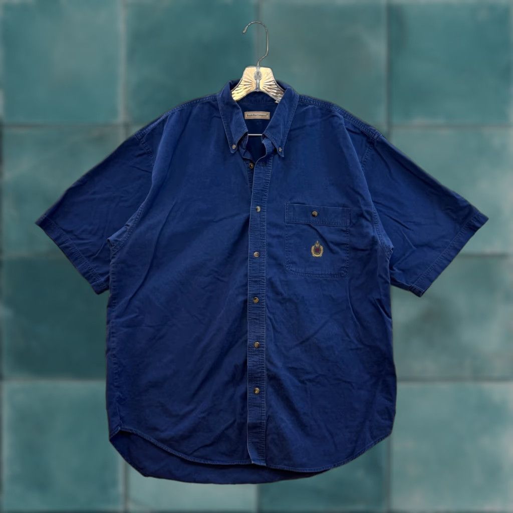 Bugle Boy VINTAGE Bugle Boy Button Down Shirt XL Mens Navy Blue Crest Embroidered Shirt Size US XL / EU 56 / 4 - 1 Thumbnail