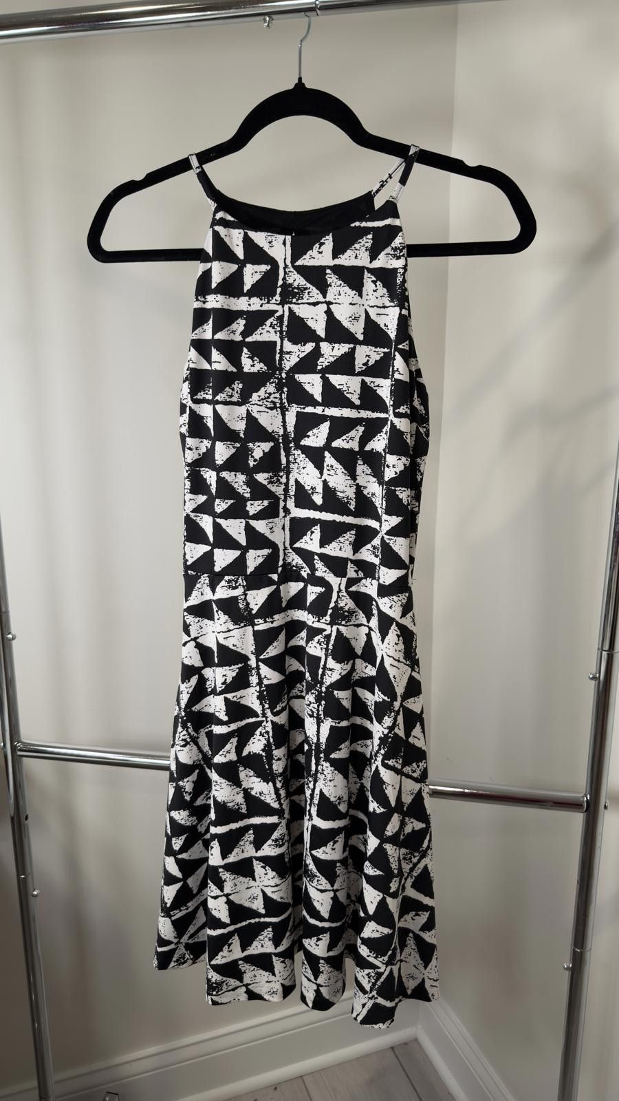 Bar III Stylish Black & White Geometric Dress by bar iii - Size L Size L / US 10 / IT 46 - 1 Thumbnail