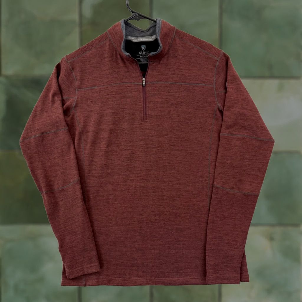 Vintage Kuhl Sweater Mens Medium Red Quarter Zip Long Sleeve Pullover Outdoor Hiking Wool Polyester Fleece Size US M / EU 48-50 / 2 - 1 Thumbnail