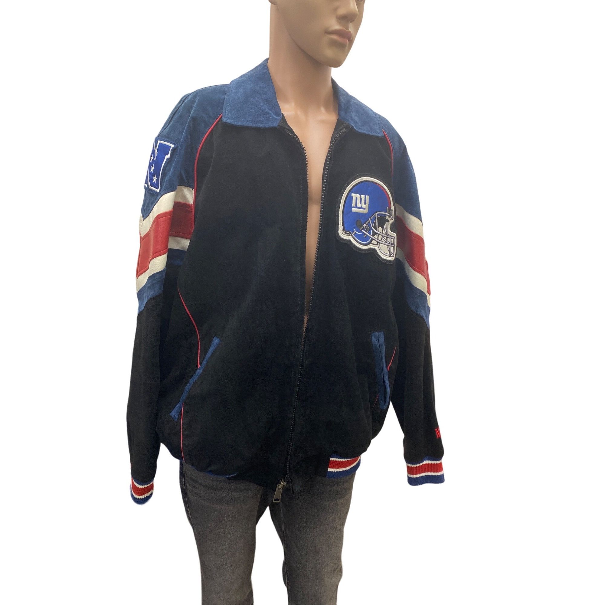 NFL Men’s leather NFL Bomber jacket Blue black size XL/XG SKU 90 Size US XL / EU 56 / 4 - 1 Thumbnail