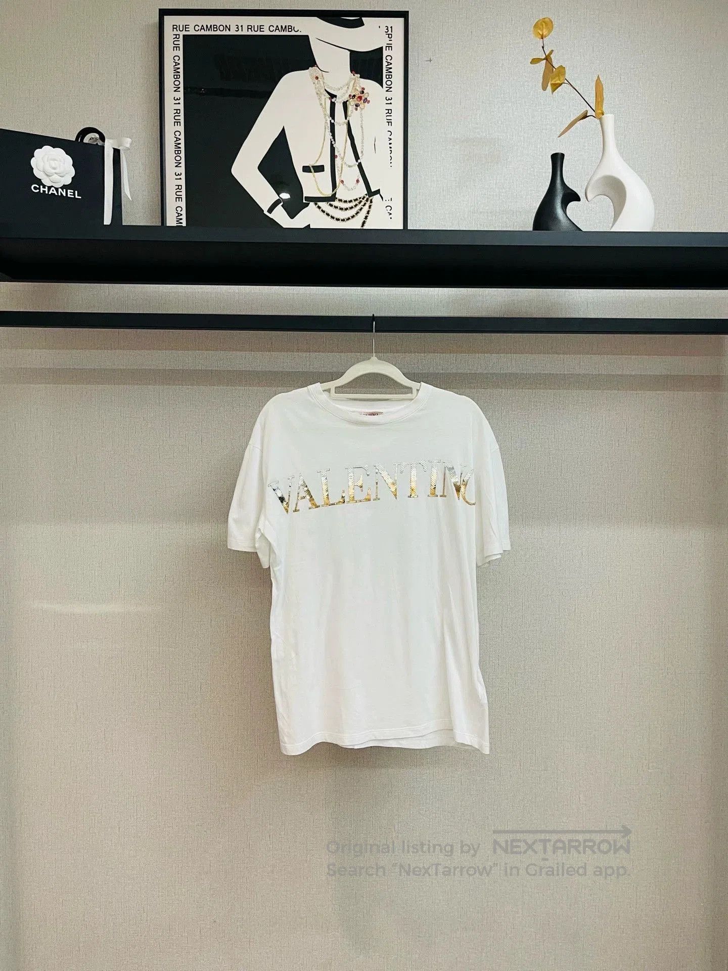 Valentino White Logo Sequin Short Sleeve.