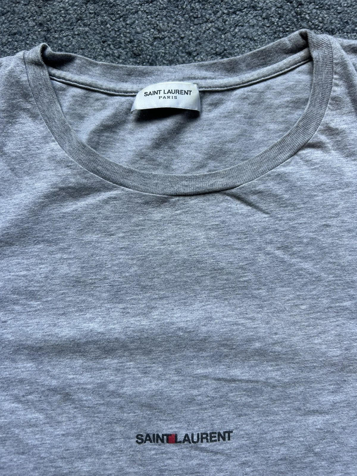 Saint Laurent Paris Saint Laurent Paris Logo T-Shirt Grey Made in Italy Size US M / EU 48-50 / 2 - 1 Thumbnail