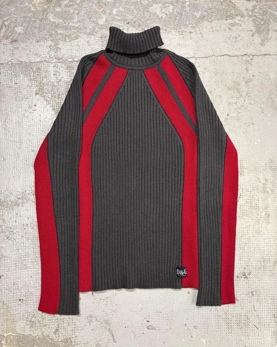 Dolce & Gabbana 2000s Dolce & Gabbana Grey & Red Turtleneck Size US S / EU 44-46 / 1 - 1 Thumbnail