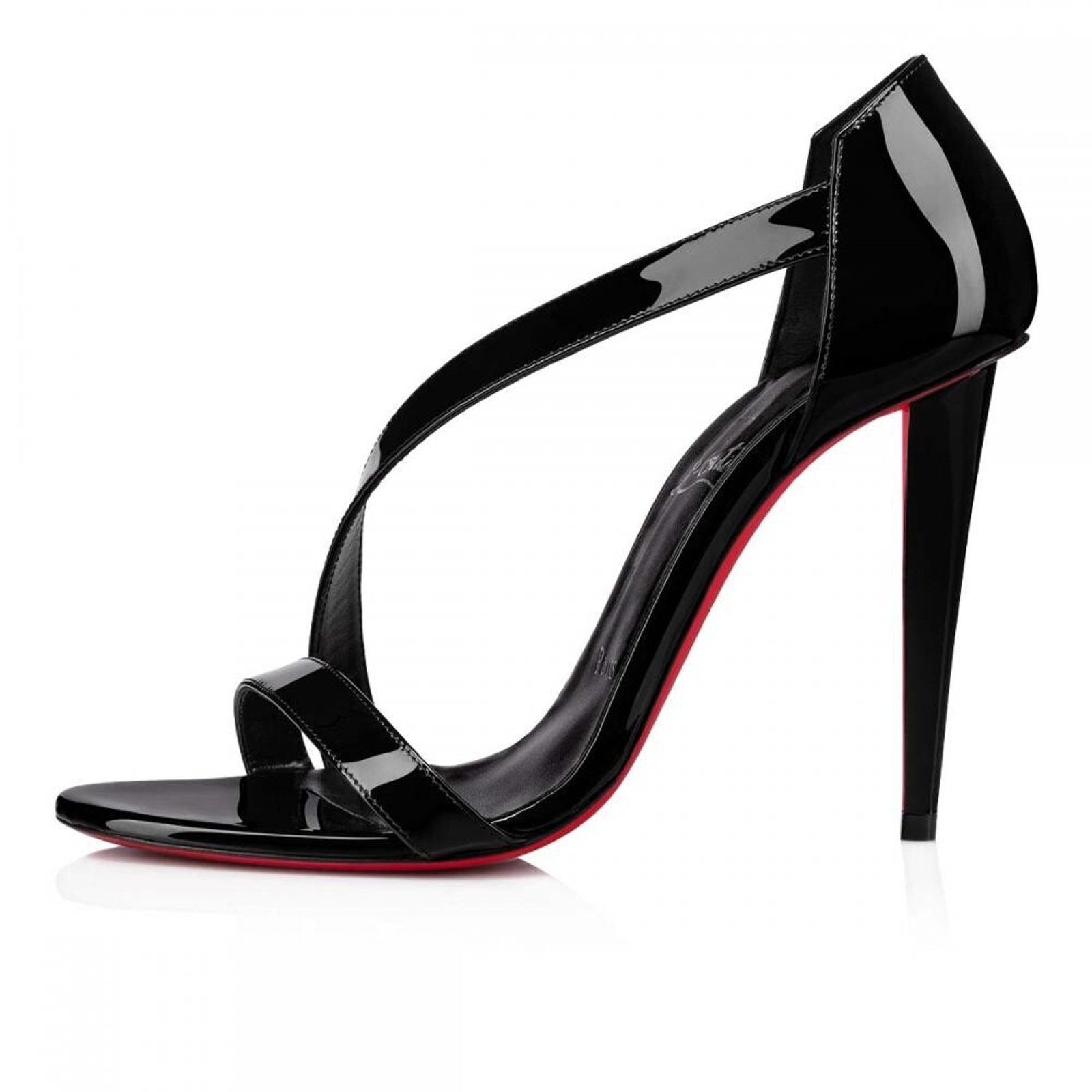 Christian Louboutin Astridal 100 Black Patent Ankle Strap Sandal Heel Pump 41 Size US 11 / IT 41 - 3 Thumbnail