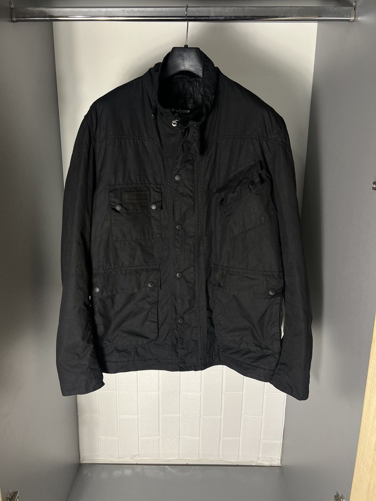 Barbour × Vintage VERY RARE BARBOUR INTERNATIONAL WAXED MOTORCYCLE JACKET 90s Size US XXL / EU 58 / 5 - 1 Thumbnail