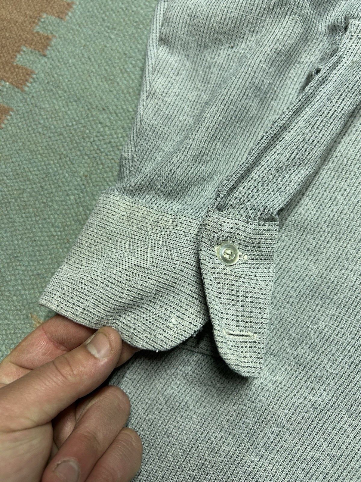 Vintage VTG 70s button shirt striped abstract dagger collar XL tall Size US XL / EU 56 / 4 - 2 Thumbnail