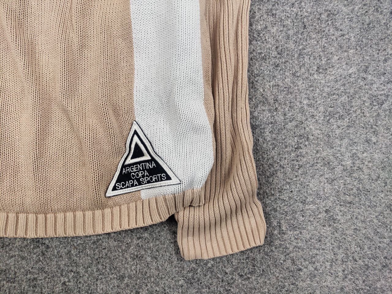 Japanese Brand Vintage 90's Polo Skarpa Sports Knit beige Patchwork Sweater Size US L / EU 52-54 / 3 - 10 Thumbnail