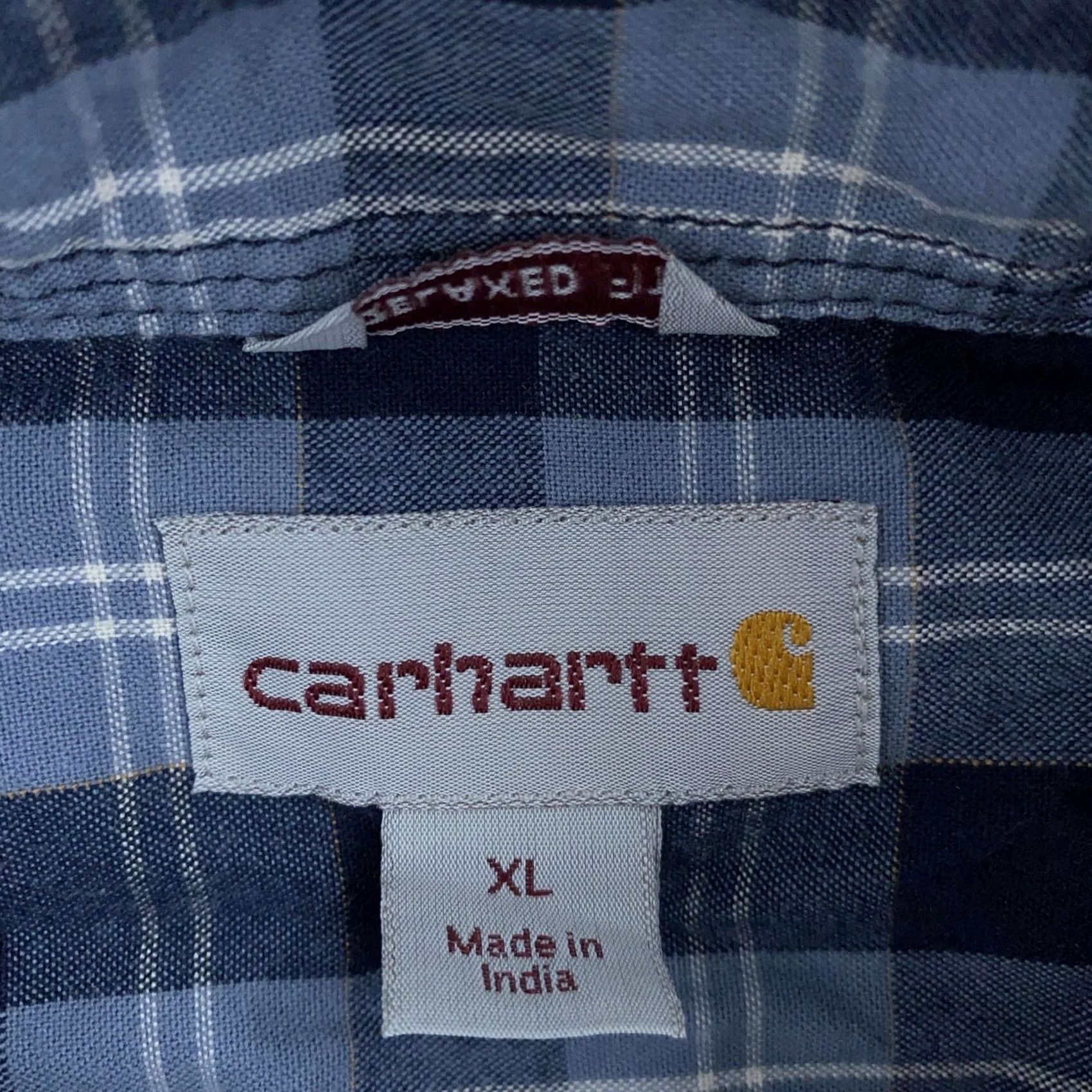 Carhartt Carhartt Shirt Men’s XL Chambray Blue S/S Button-Down Relaxed Fit Plaid Pocketed Breathable Lightweight Capable Uneven Size US XL / EU 56 / 4 - 6 Thumbnail