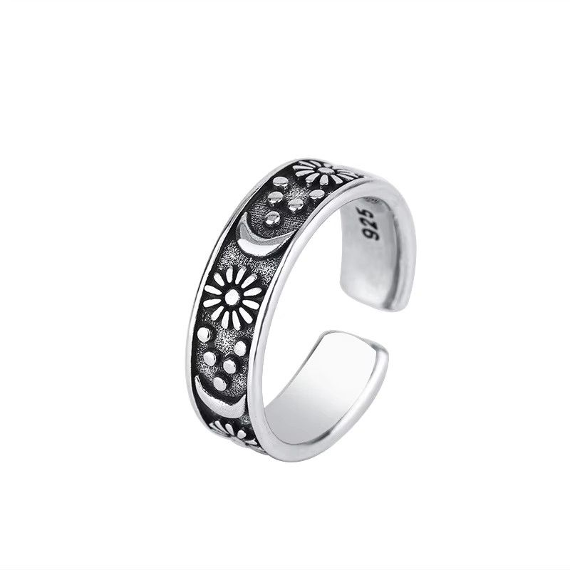 Jewelry Silver Sun Moon Rings Size ONE SIZE - 4 Thumbnail