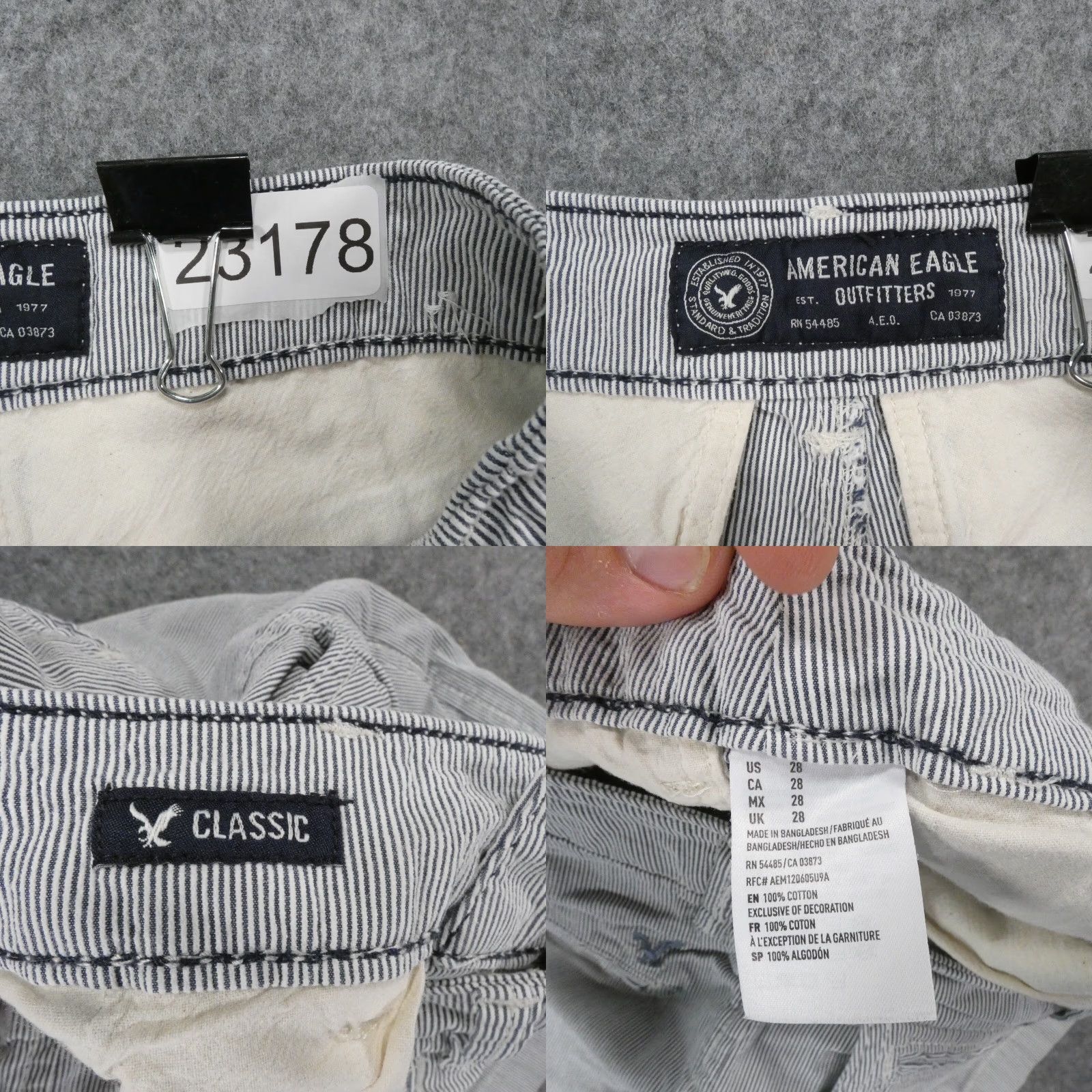 American Eagle Outfitters American Eagle Shorts Mens 28 Classic Chino Flat Front Blue White Striped Size US 28 / EU 44 - 9 Thumbnail
