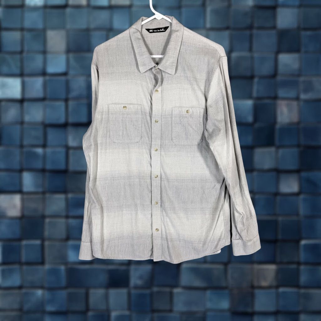 TravisMathew Travis Mathers Shirt L light gray stripe button Up pockets Casual Men's Size Size US L / EU 52-54 / 3 - 1 Thumbnail