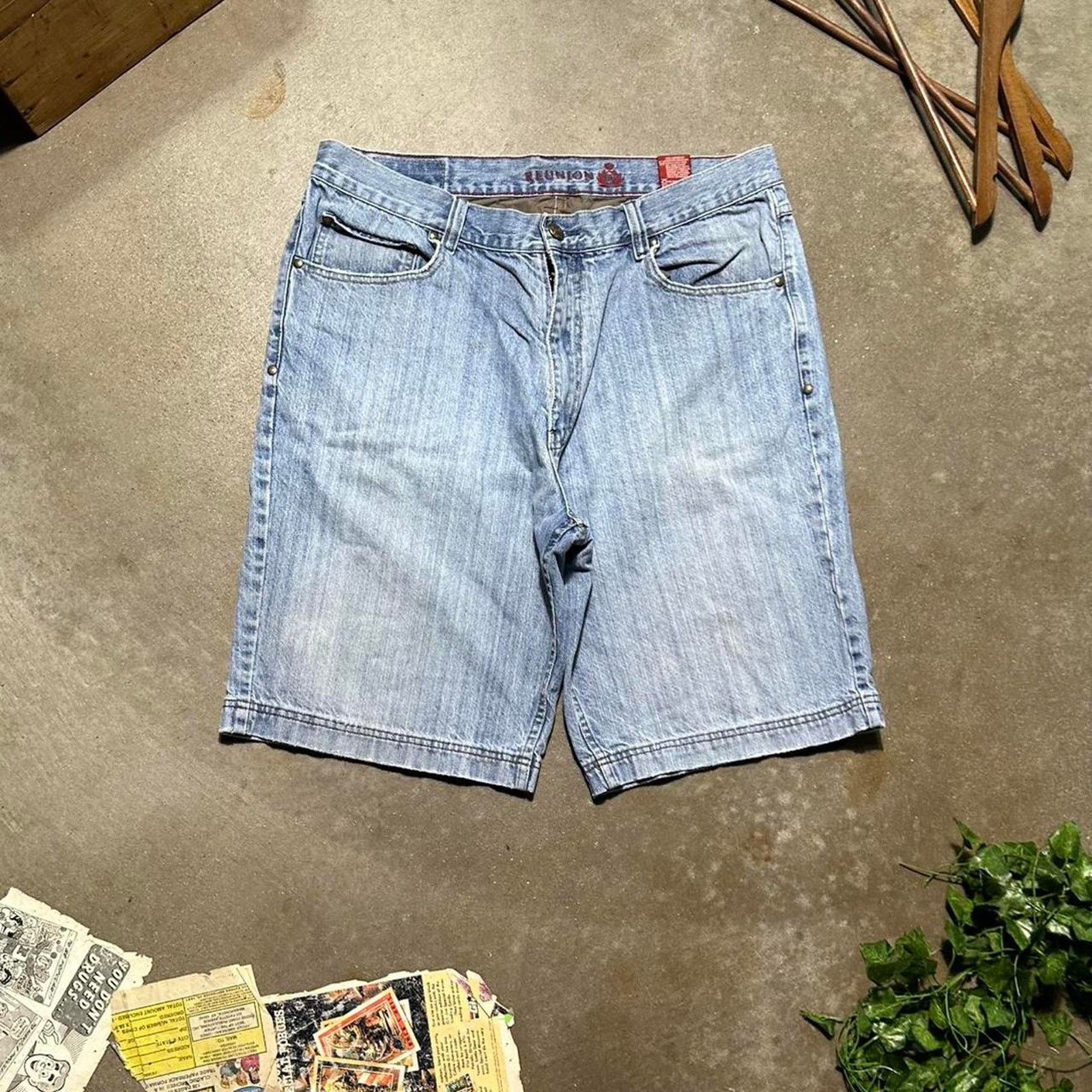 Wrangler Vintage Y2K Reunion Baggy Jean Shorts Mens 36" Baggy Jorts Size US 36 / EU 52 - 3 Thumbnail