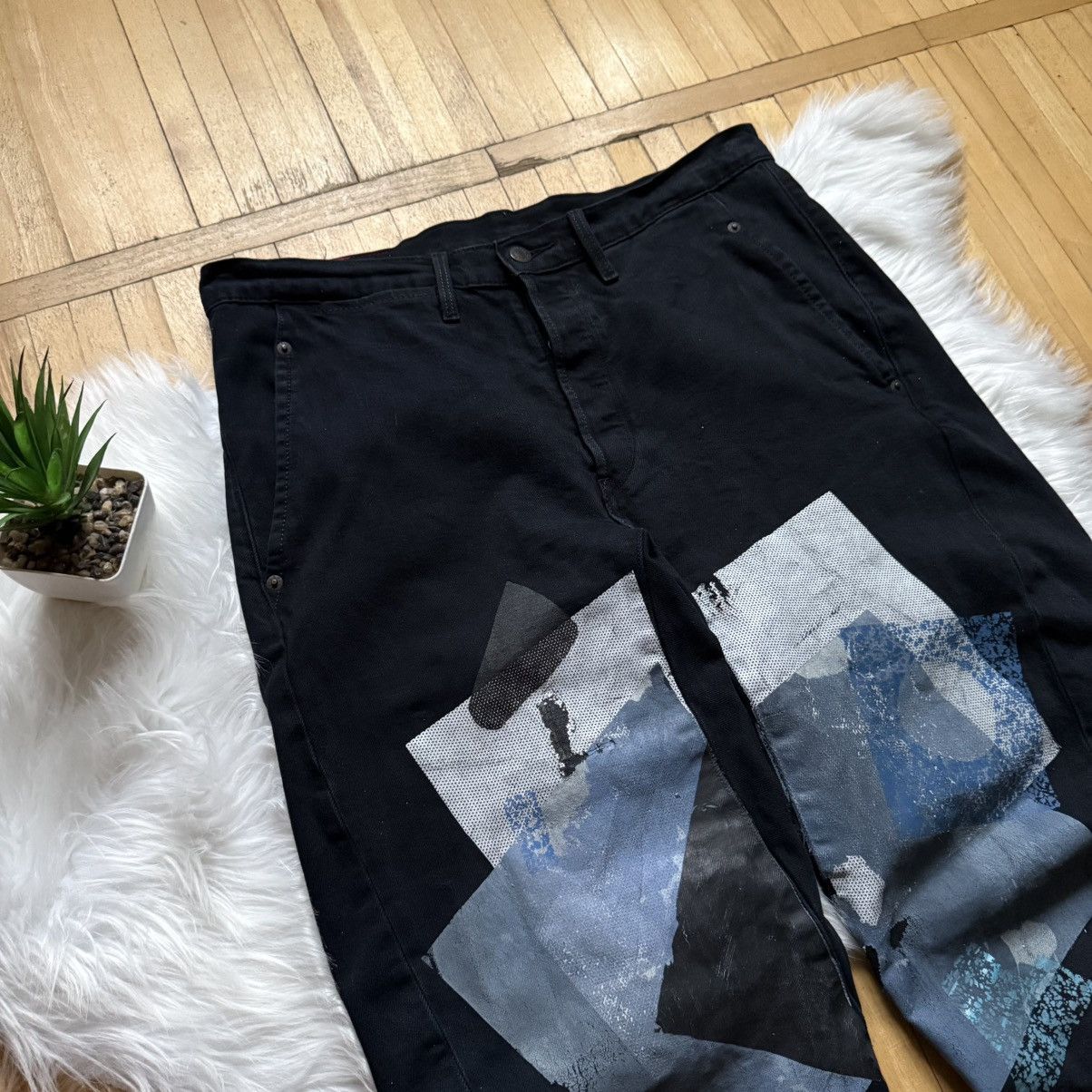 Levi's 📌 Vintage 00s Levi's Engineered Y2K Knee Printed Jeans Size US 32 / EU 48 - 3 Thumbnail