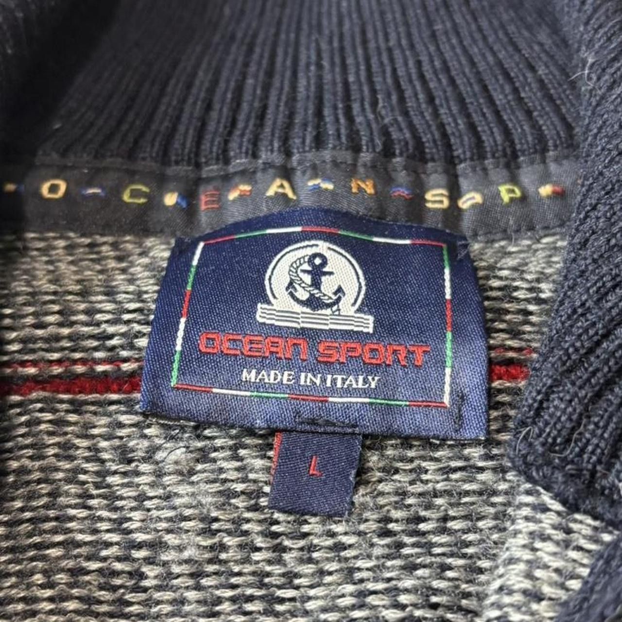 Vintage Vintage Grey Navy Striped Wool Blend Quarter-Zip Sweater - L Size US L / EU 52-54 / 3 - 3 Thumbnail