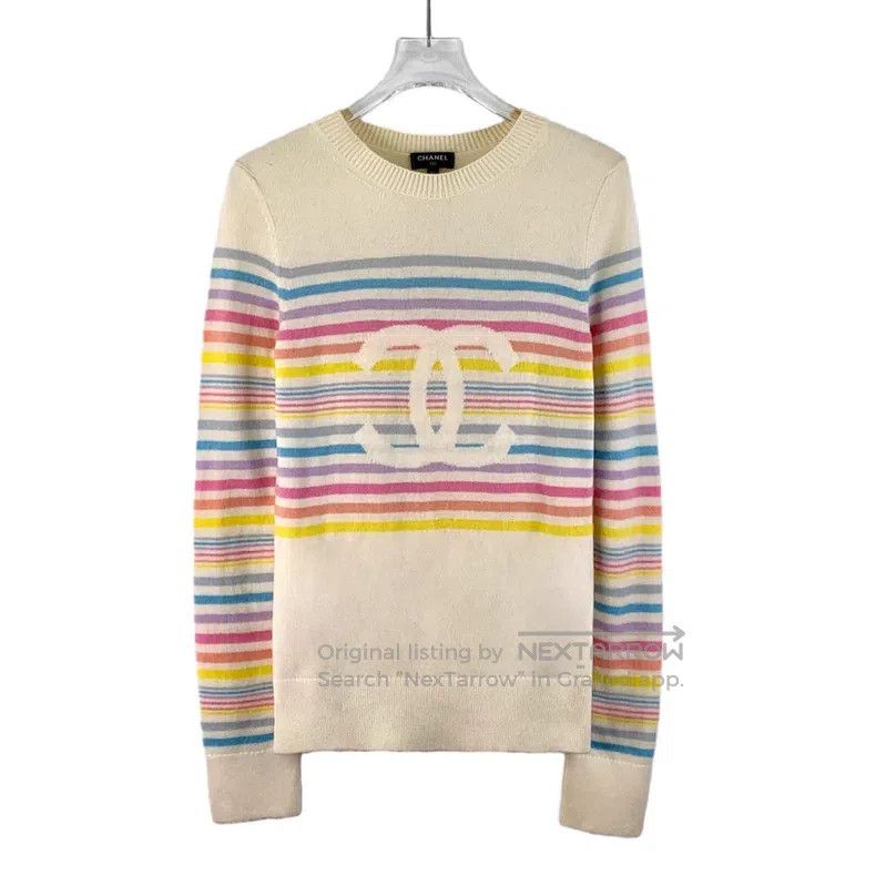 Chanel Chanel Cruise series colour block striped logo cashmere ro Size XXS / US 00 / IT 34 - 1 Thumbnail