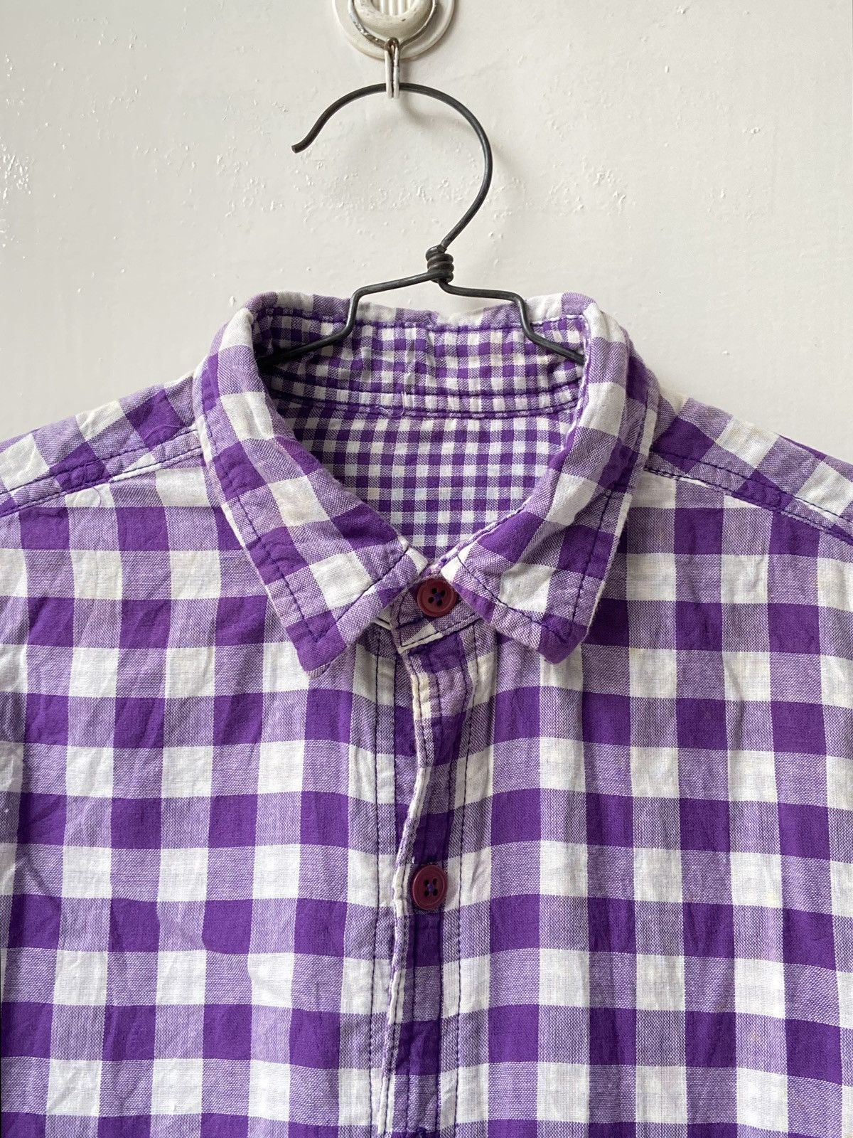 Japanese Brand × Neighborhood × izzue IZZUE Purple Plaid Shirt Size US S / EU 44-46 / 1 - 4 Thumbnail