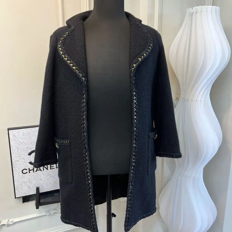 Chanel Chanel Black Alpaca Wool Women's Coat 0089 Size M / US 6-8 / IT 42-44 - 1 Thumbnail