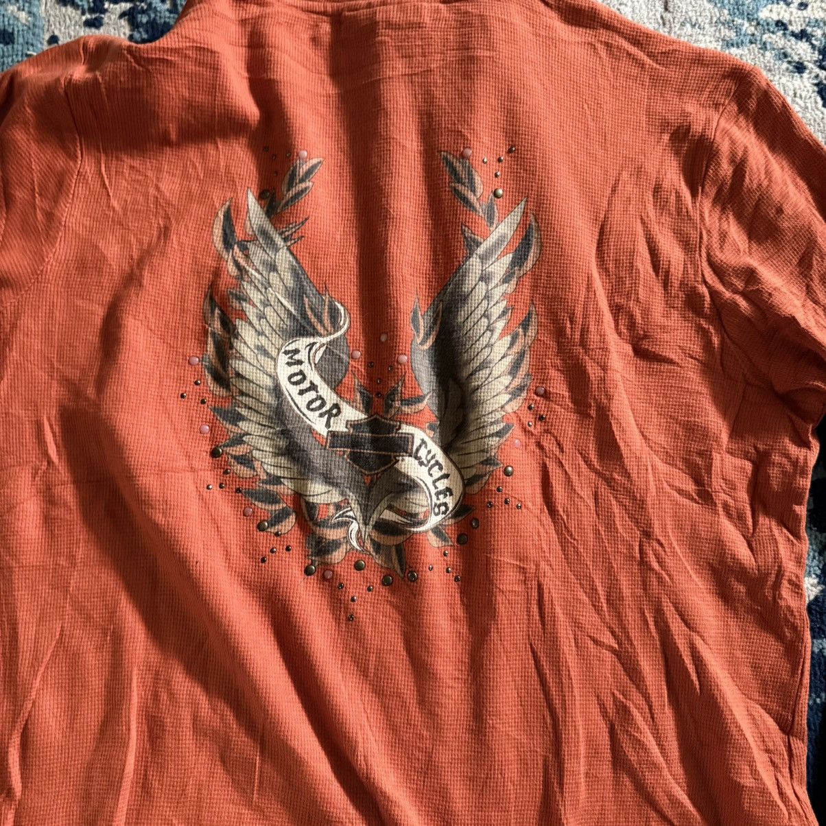 Harley Davidson Vintage Harley Davidson lightweight orange long sleeve Size S / US 4 / IT 40 - 6 Thumbnail