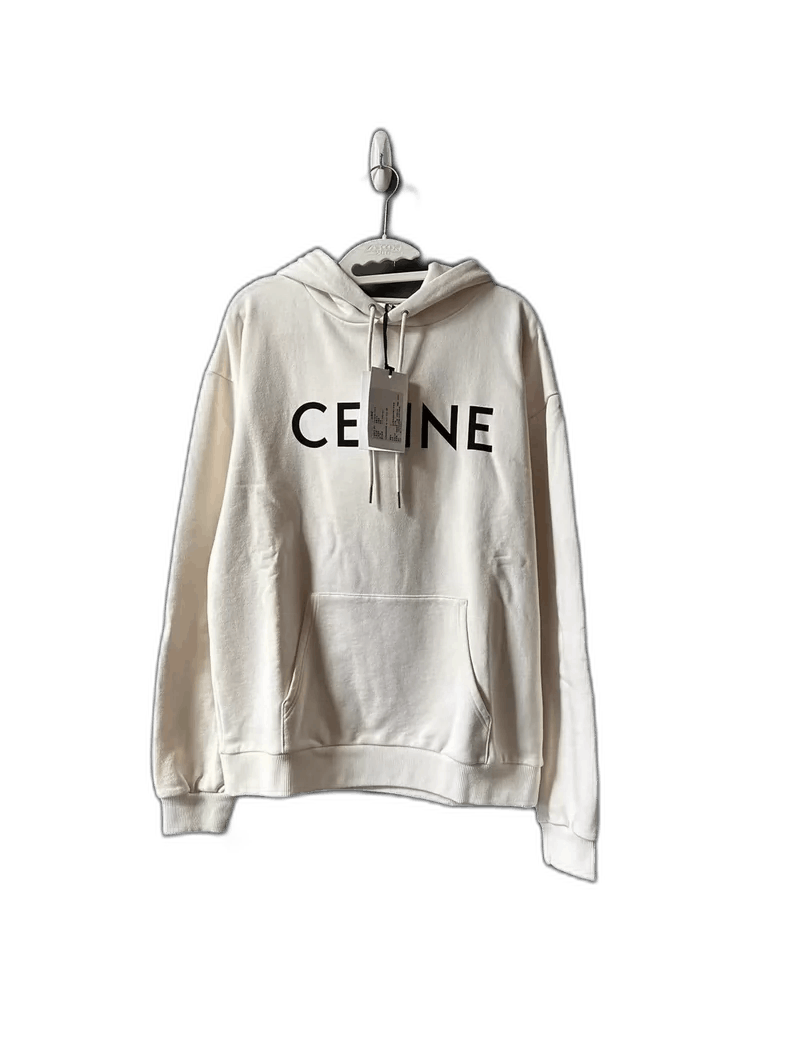 Celine Celine Logo Hoodie in Off White Color Size M / US 6-8 / IT 42-44 - 1 Thumbnail