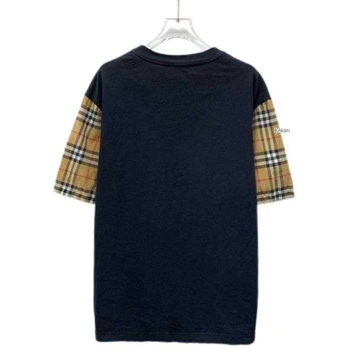 Burberry Burberry Black Plaid Panel Cotton T-Shirt Size US M / EU 48-50 / 2 - 2 Thumbnail