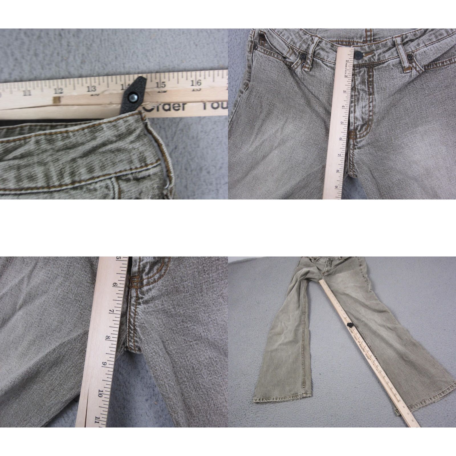 Mossimo Mossimo Jeans Womens 7 Gray Stretch Low Rise Flare Straight Baggy Denim Size 29 Inseam 30 in Size 28" / US 6 / IT 42 - 8 Thumbnail