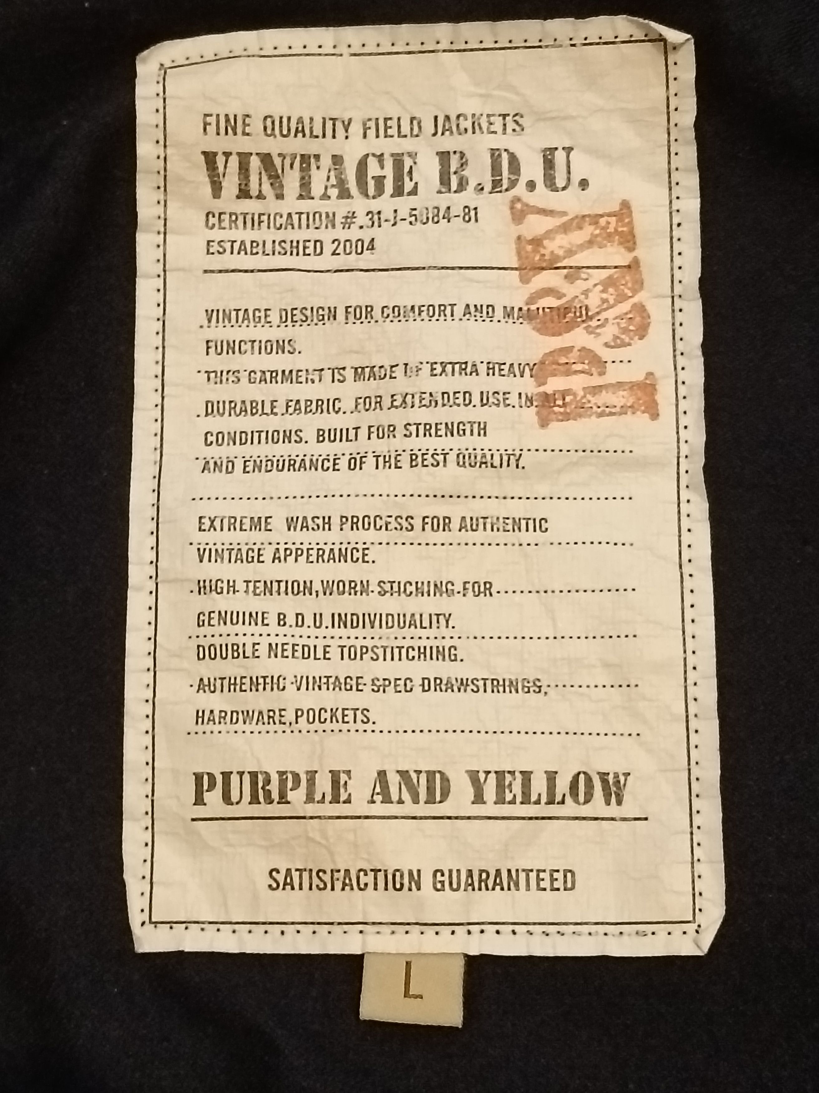 Japanese Brand PURPLE AND YELLOW DISTRESSED DESIGN PUNK MILITARY JACKET Size US L / EU 52-54 / 3 - 4 Thumbnail